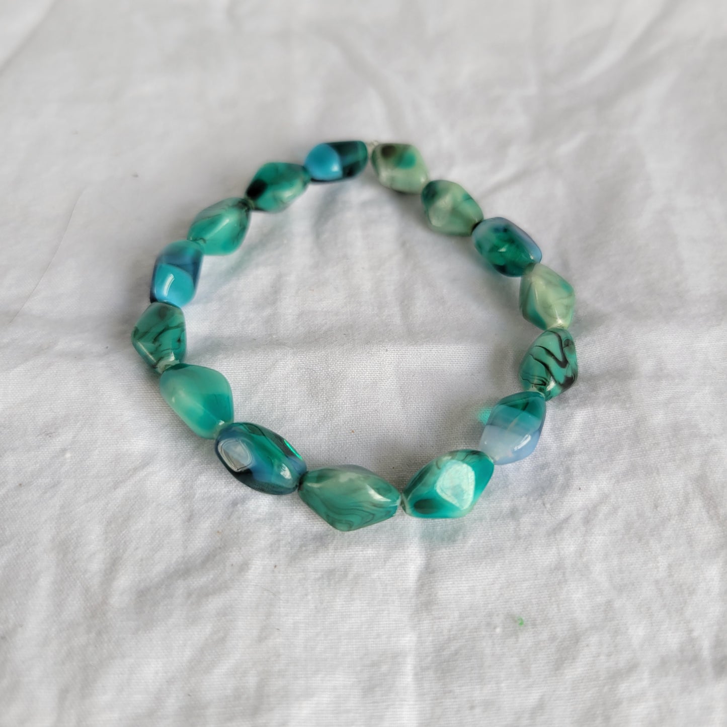 Blue Green Beaded Bracelet