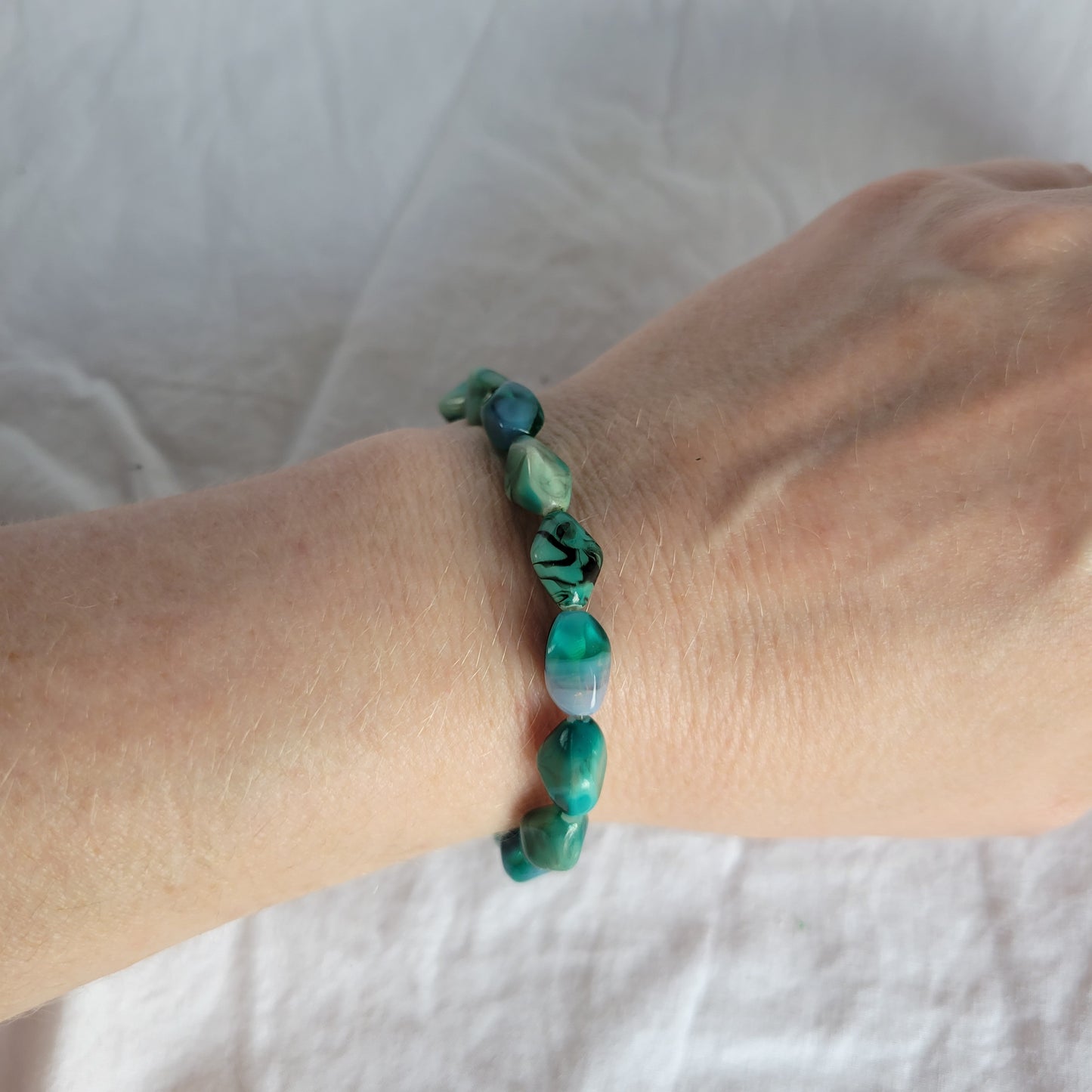 Blue Green Beaded Bracelet