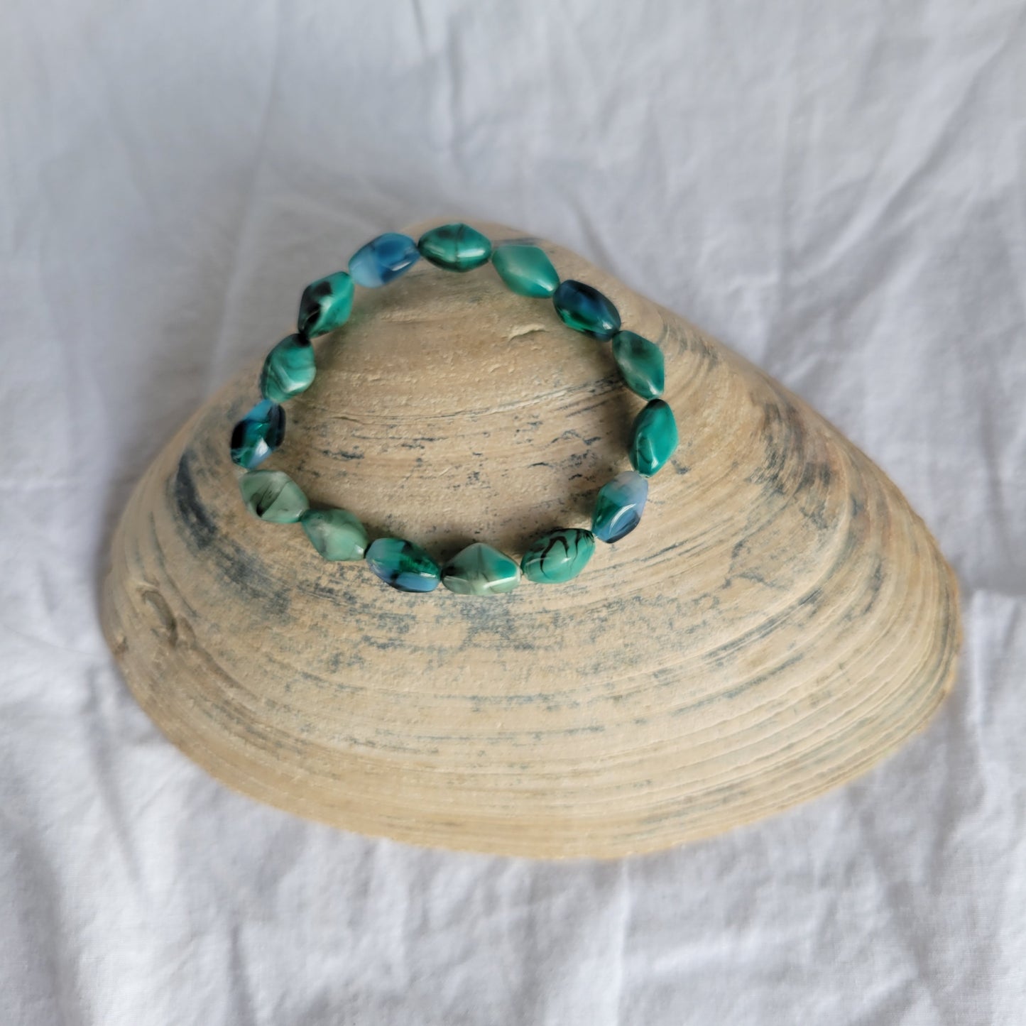 Blue Green Beaded Bracelet