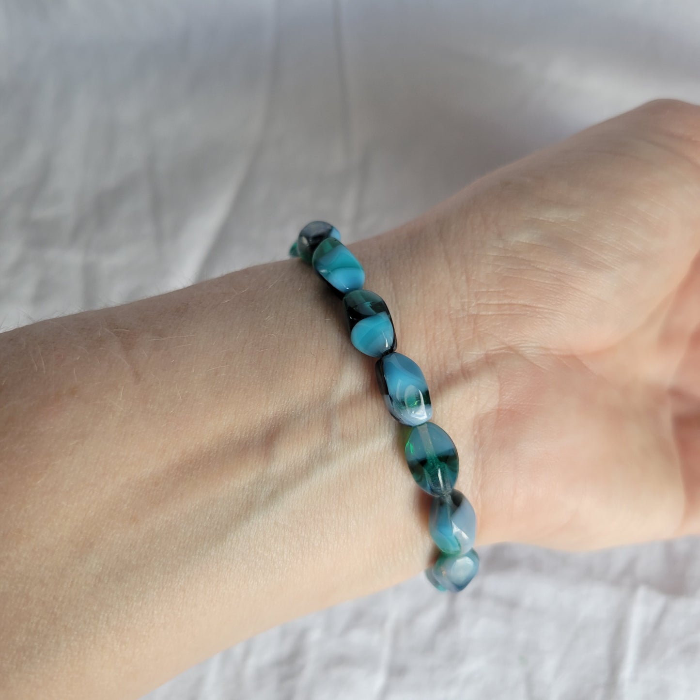 Blue Green Beaded Bracelet