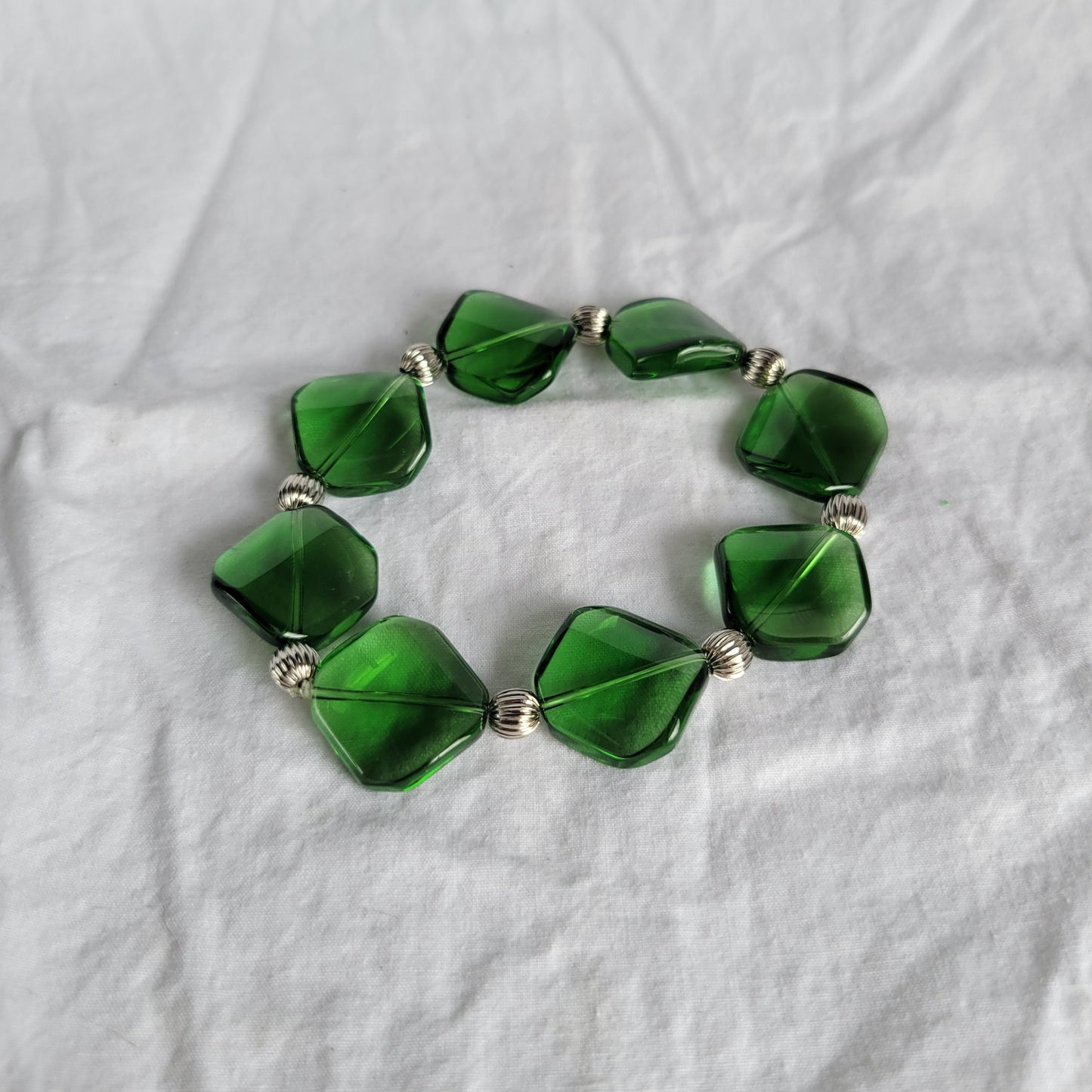 Green and Silver Beaded Bracelet