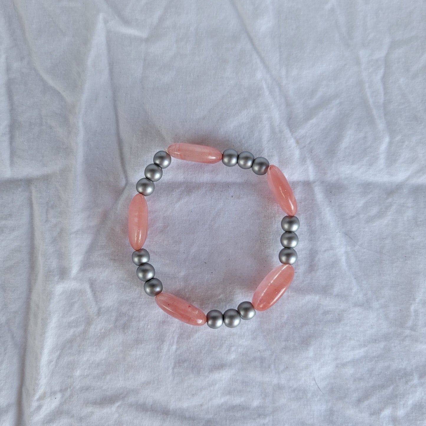 Charcoal and Pink Beaded Bracelet