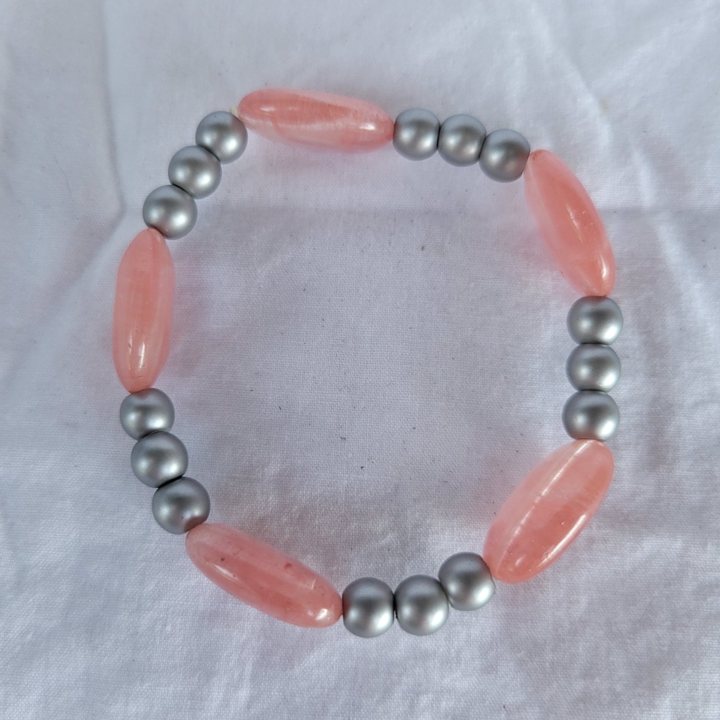Charcoal and Pink Beaded Bracelet
