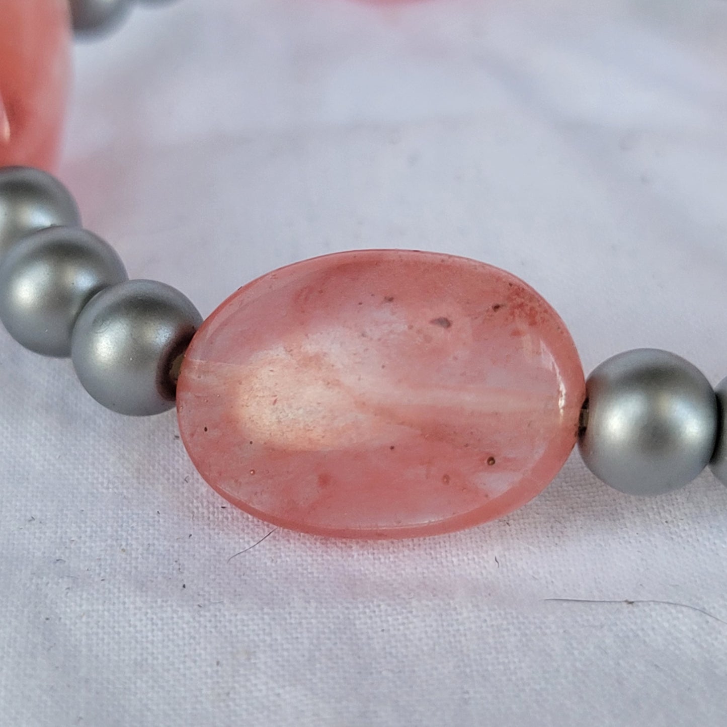 Charcoal and Pink Beaded Bracelet