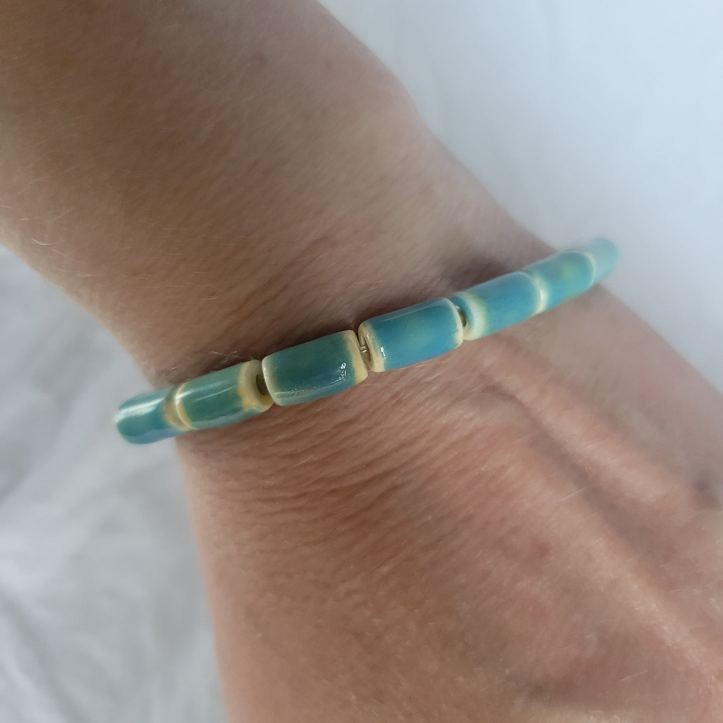 Blue Ceramic Tube Bracelet