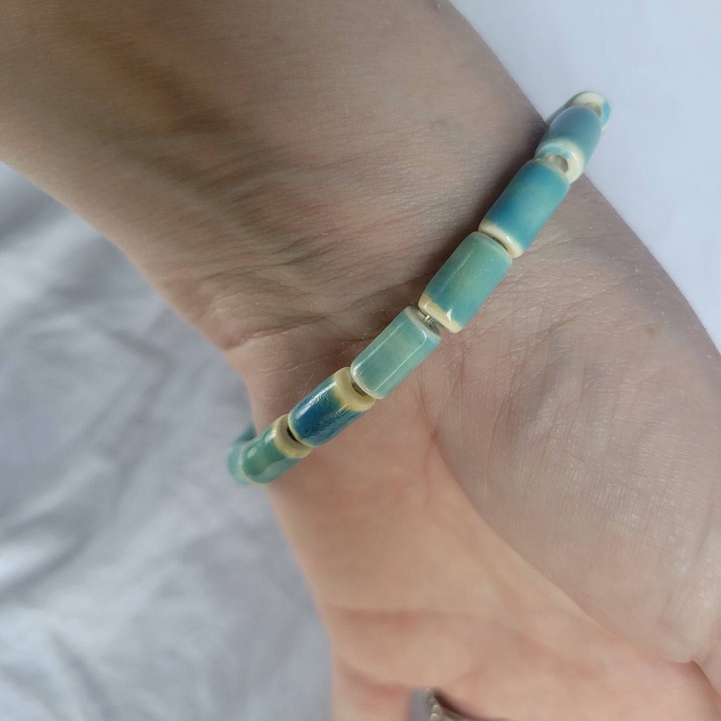 Blue Ceramic Tube Bracelet