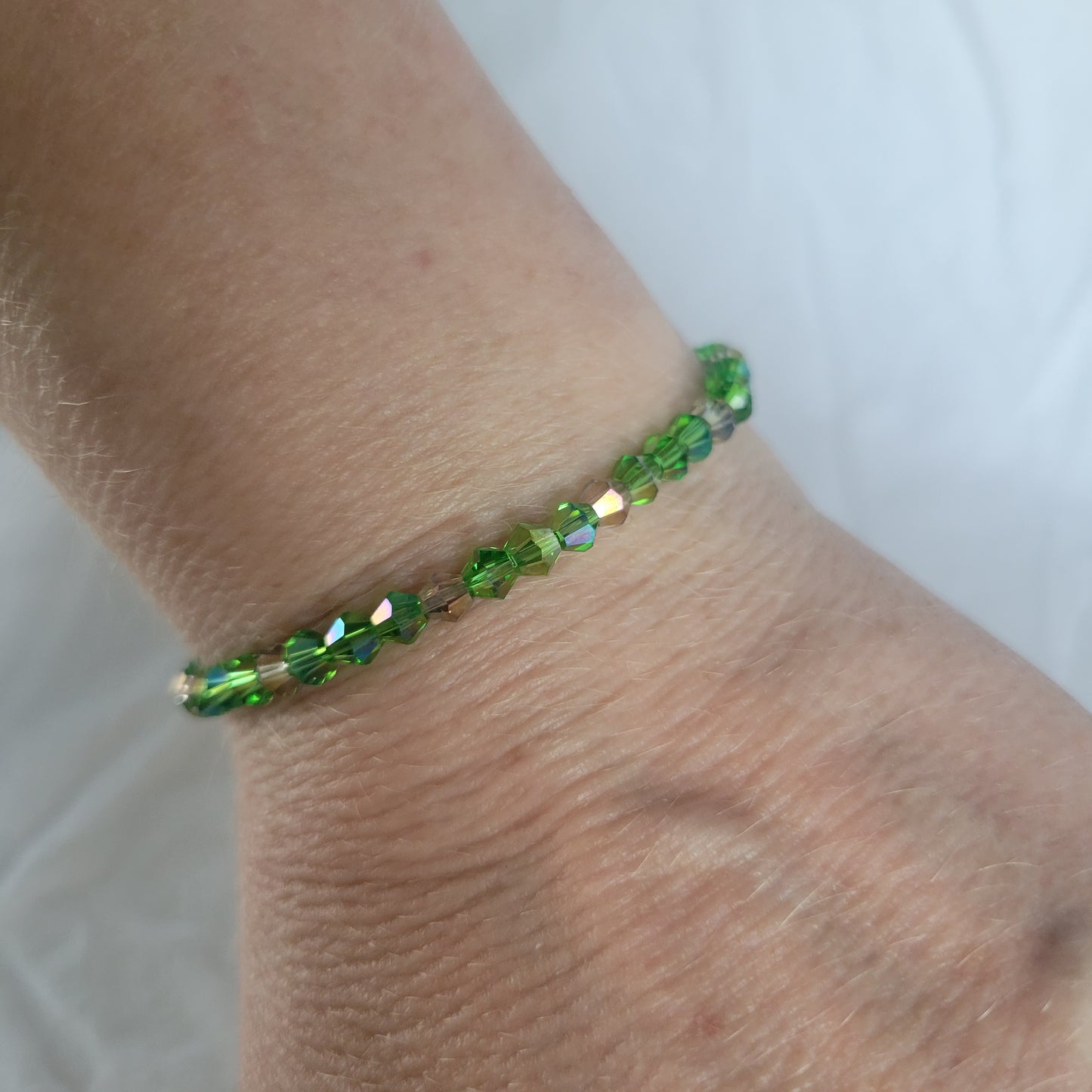 Green and Smoke Beaded Bracelet