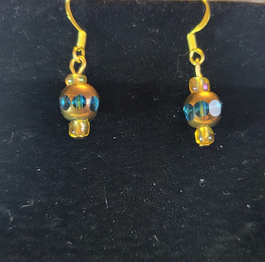 Blue and Gold Earrings