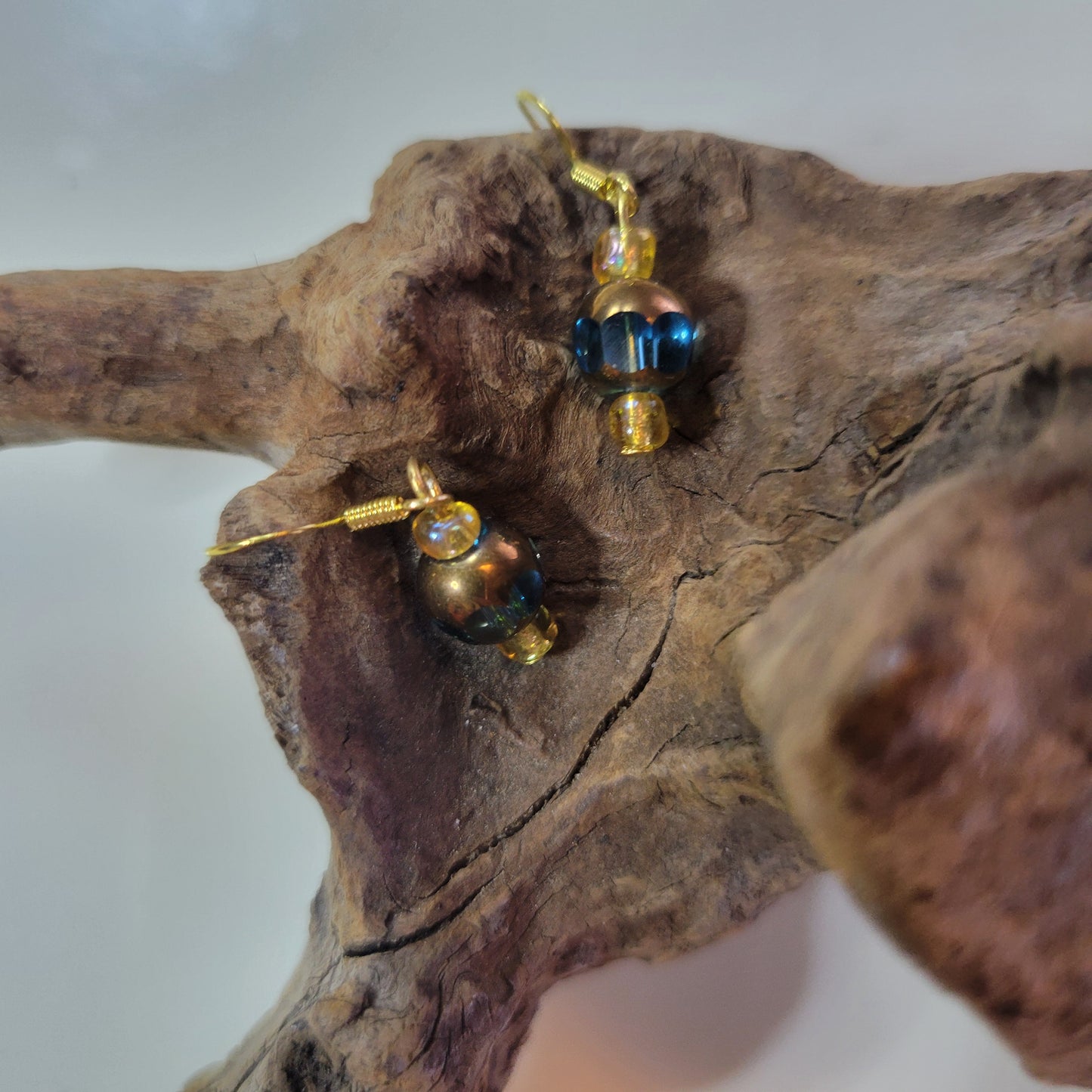Blue and Gold Earrings