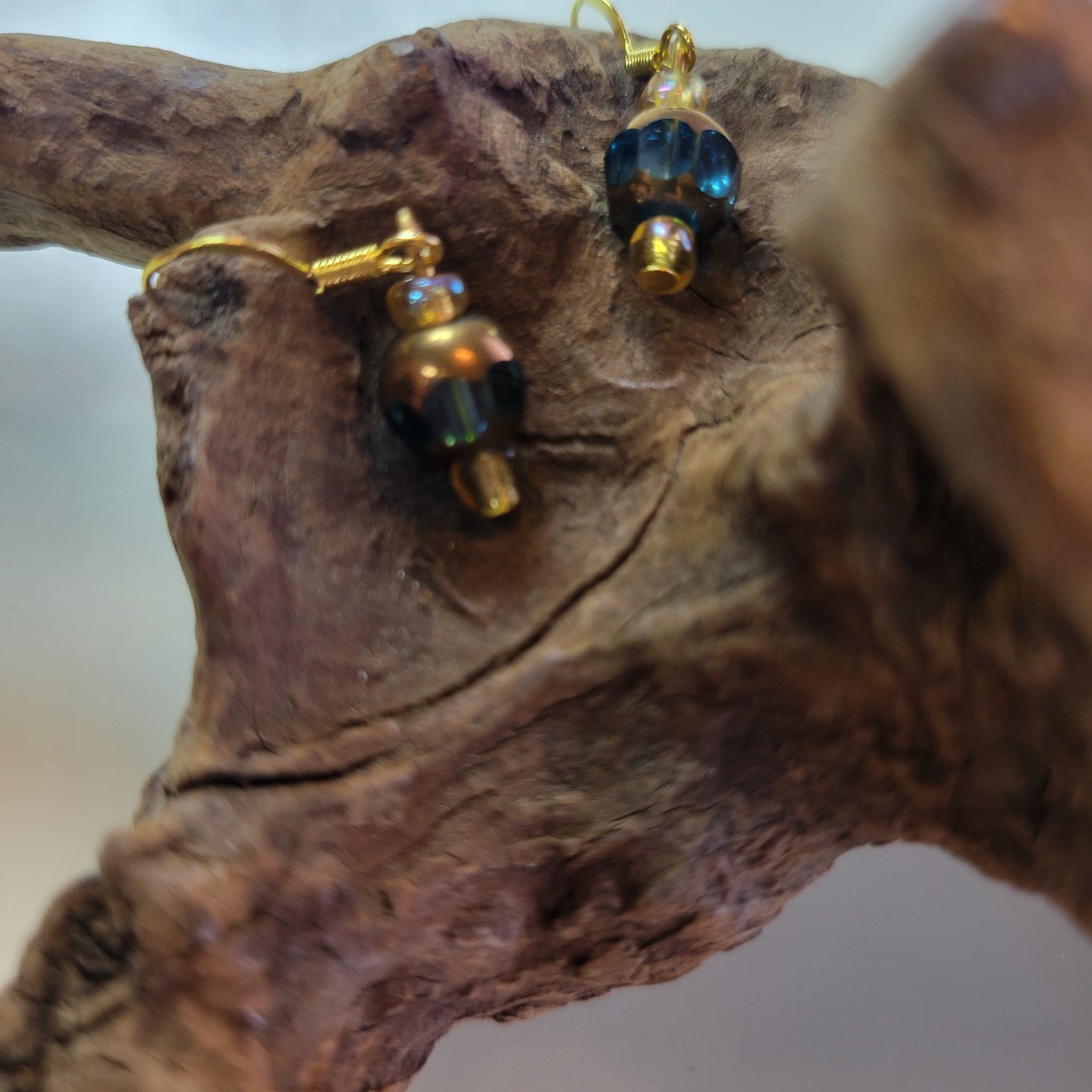 Blue and Gold Earrings