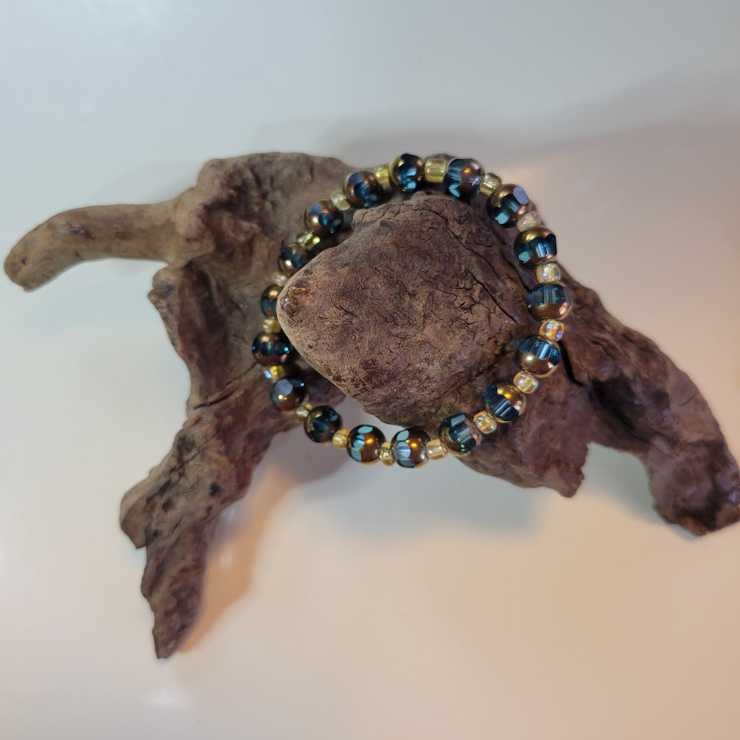 Blue and Gold Beaded Bracelet