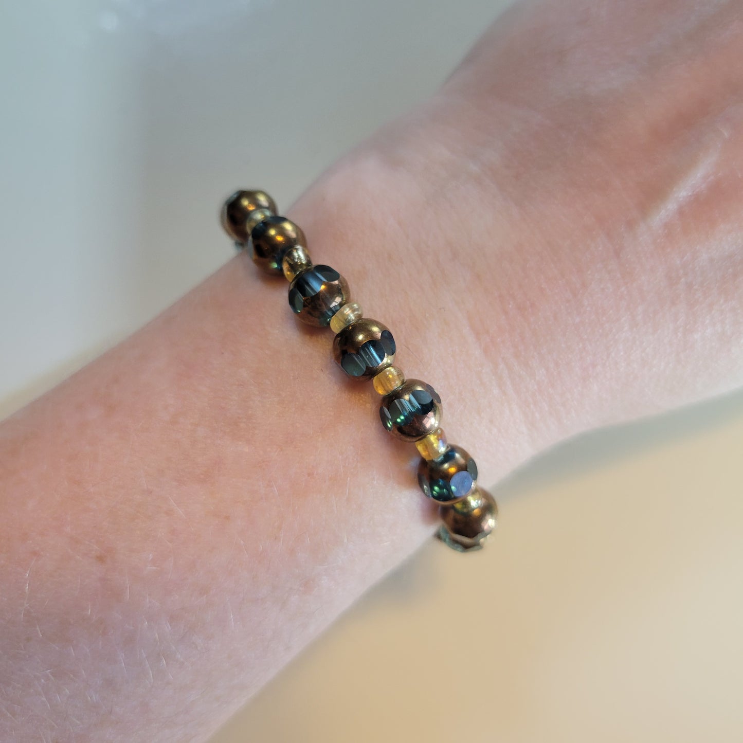 Blue and Gold Beaded Bracelet