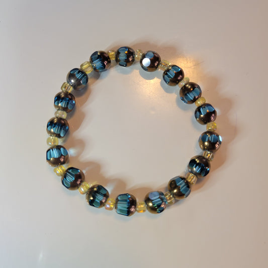 Blue and Gold Beaded Bracelet