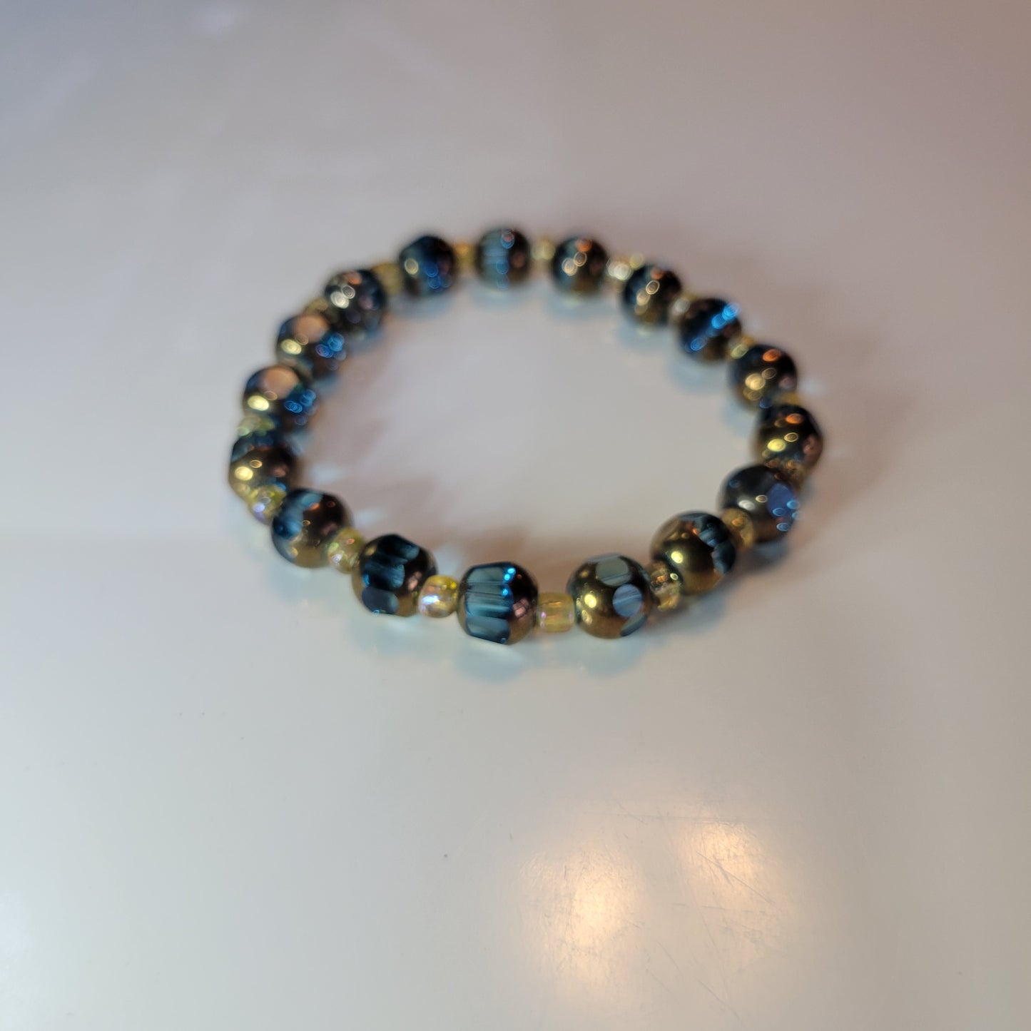 Blue and Gold Beaded Bracelet