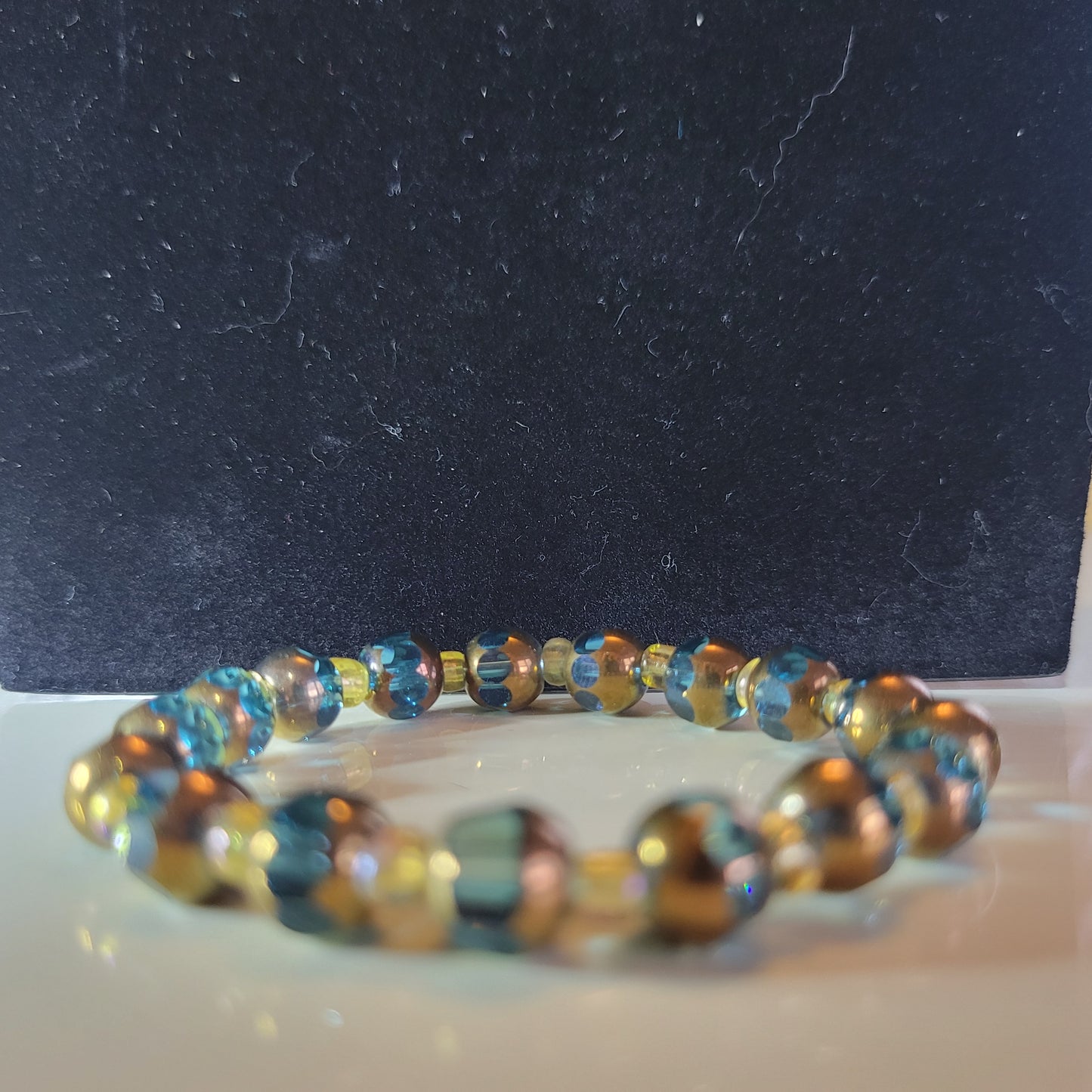 Blue and Gold Beaded Bracelet