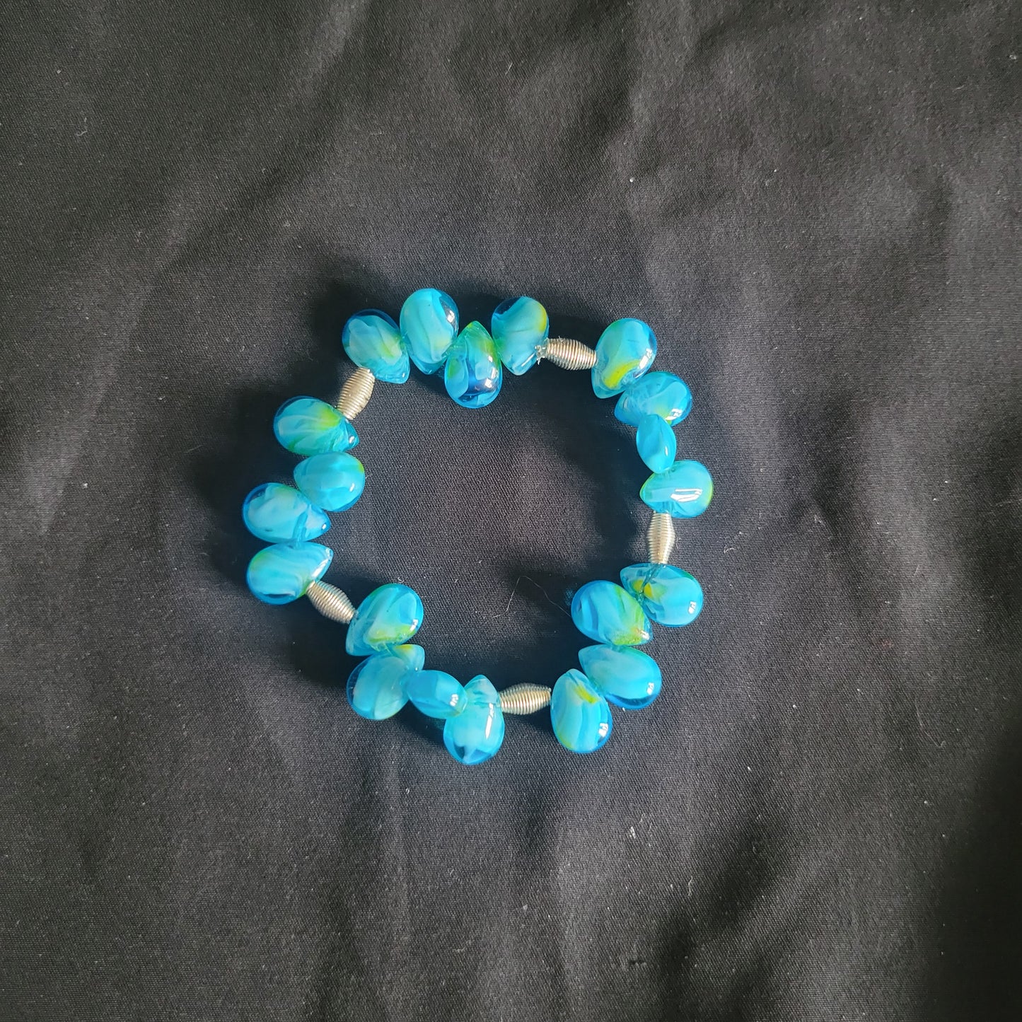 Blue Teardrop Beaded Bracelet