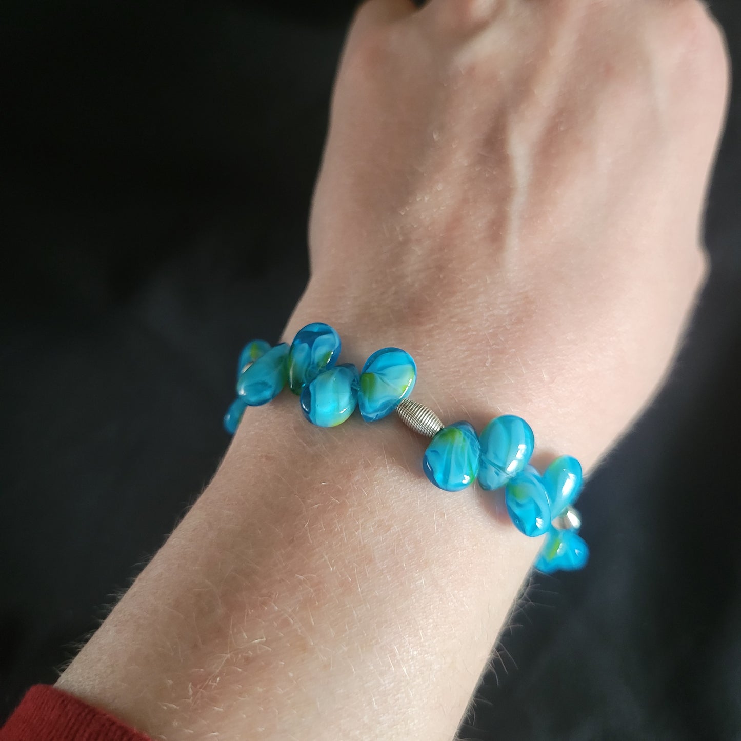 Blue Teardrop Beaded Bracelet