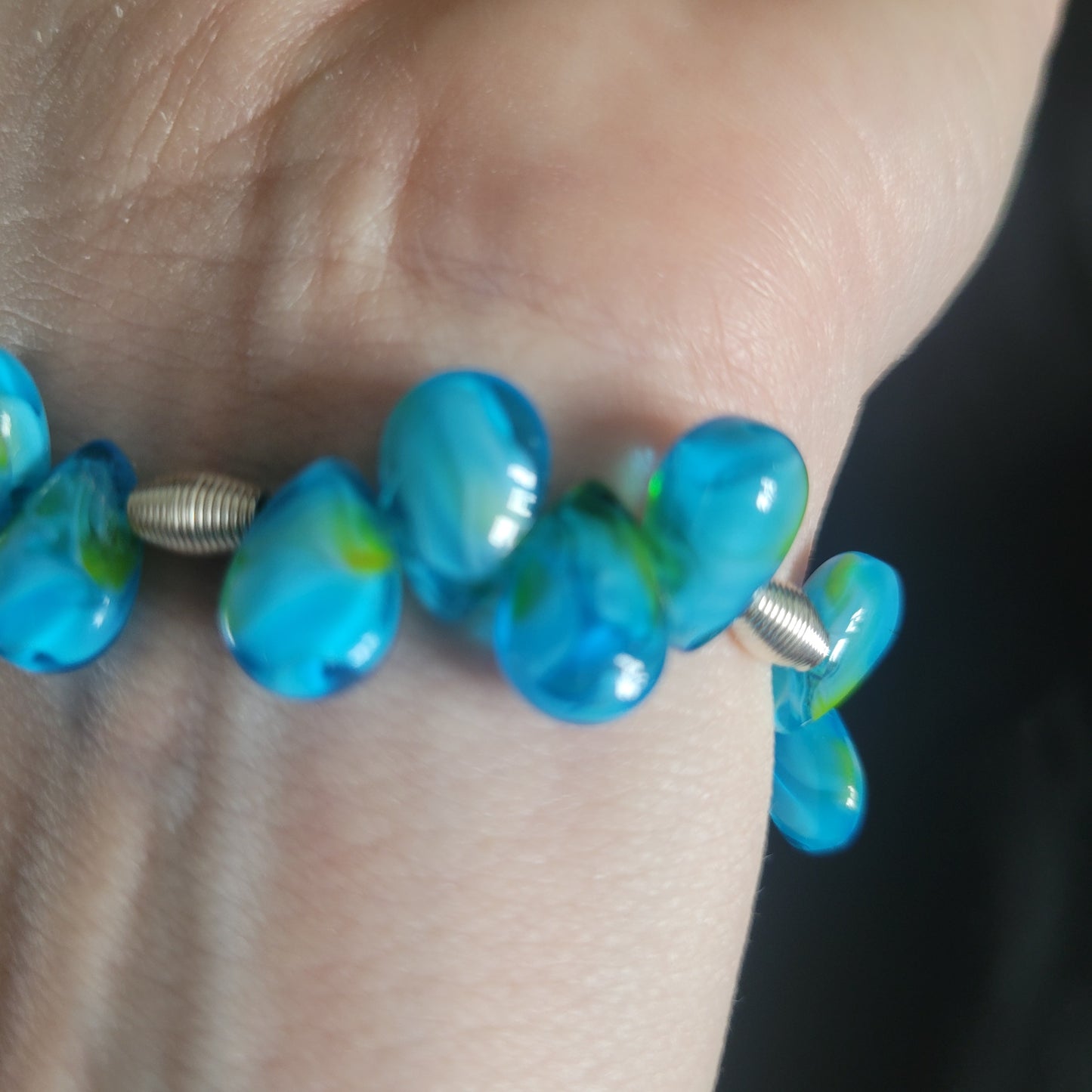 Blue Teardrop Beaded Bracelet