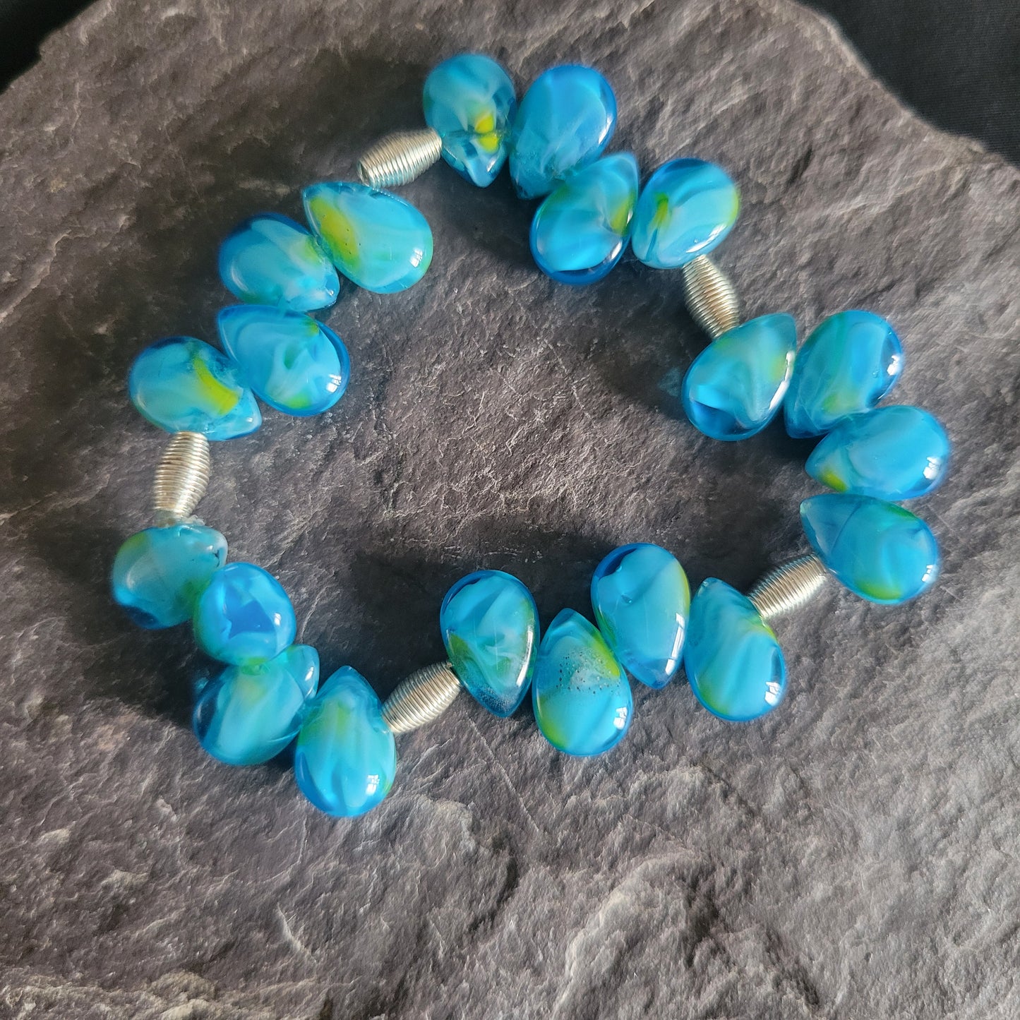 Blue Teardrop Beaded Bracelet