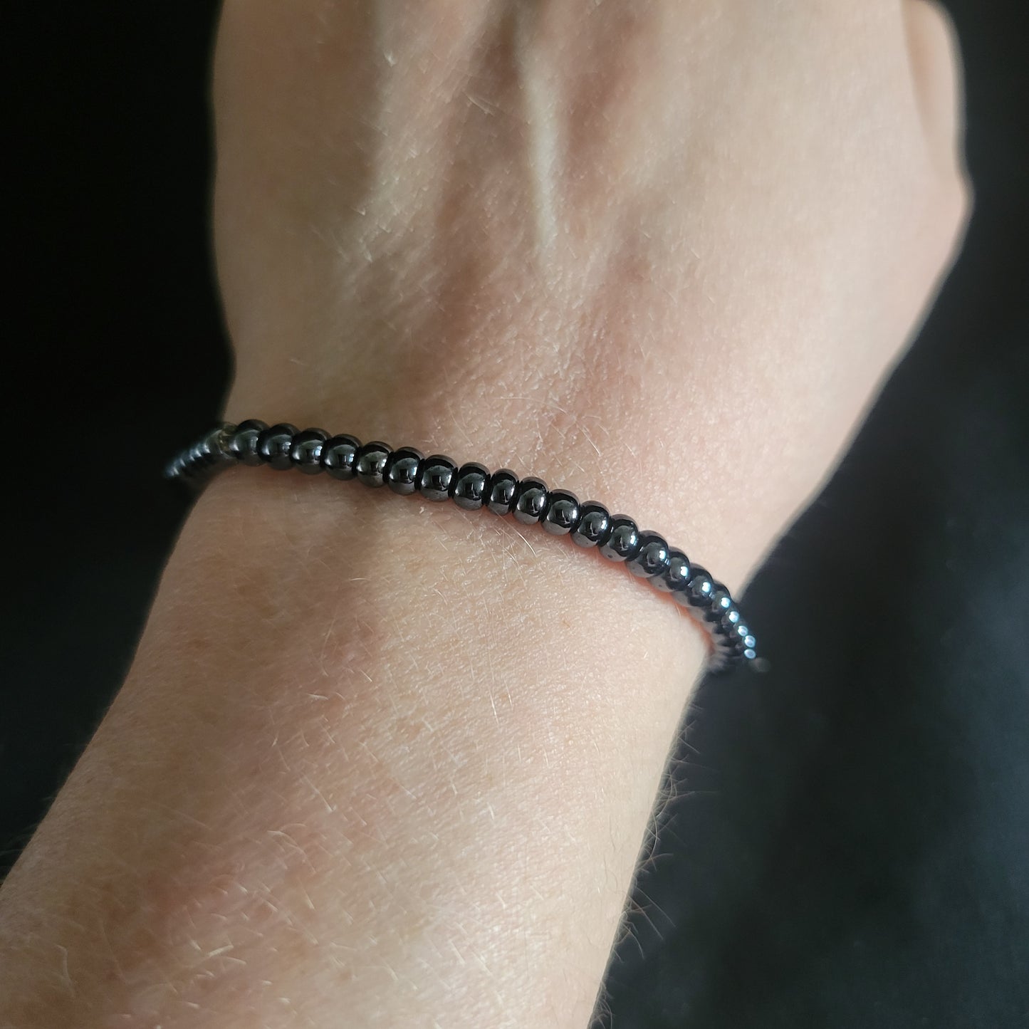 Metallic Grey Beaded Bracelet