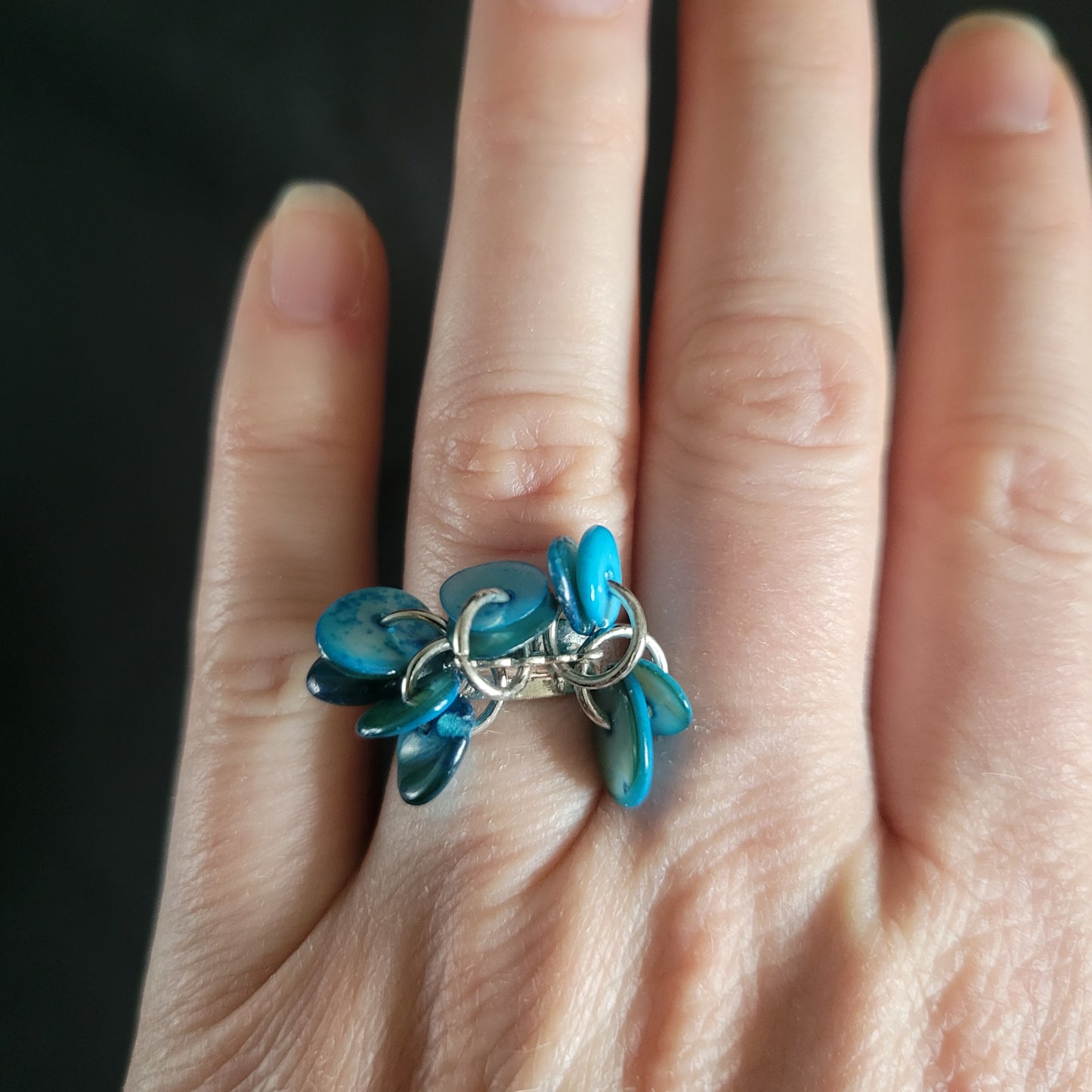 Blue Cluster Ring