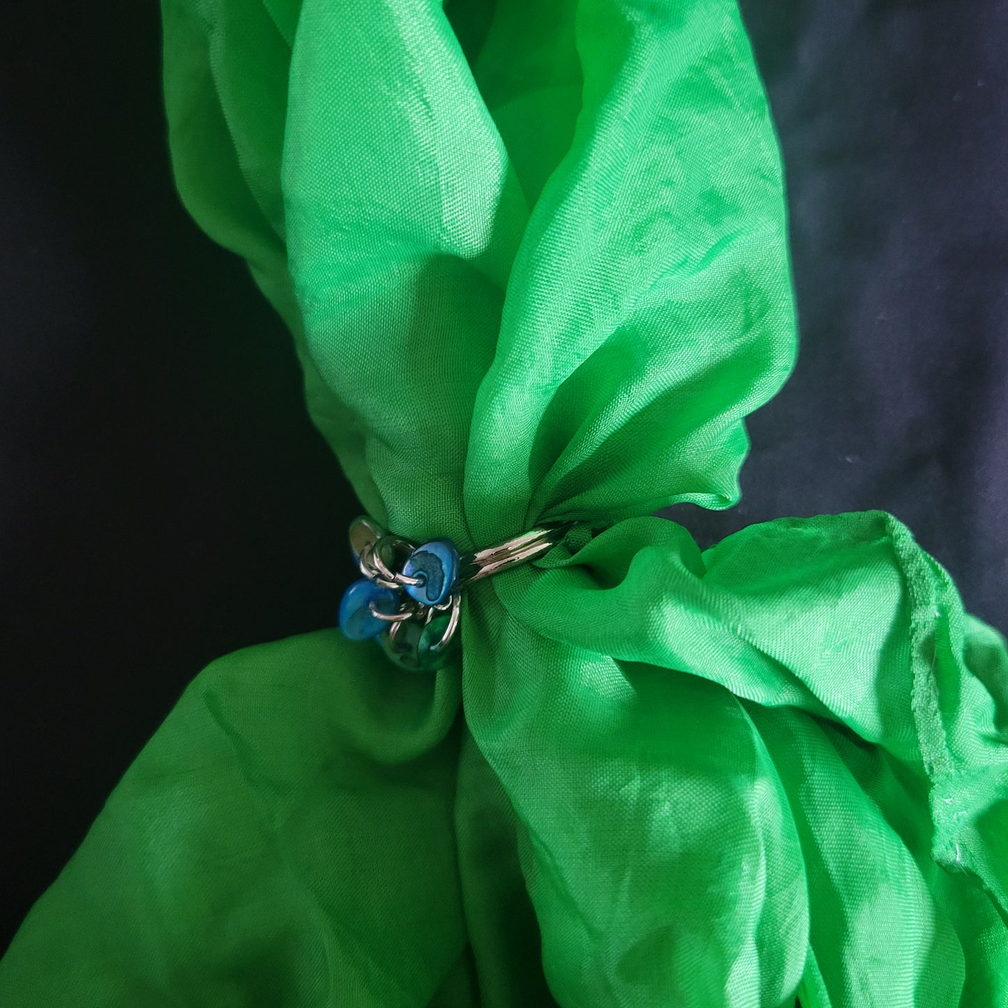 Blue and Green Cluster Ring