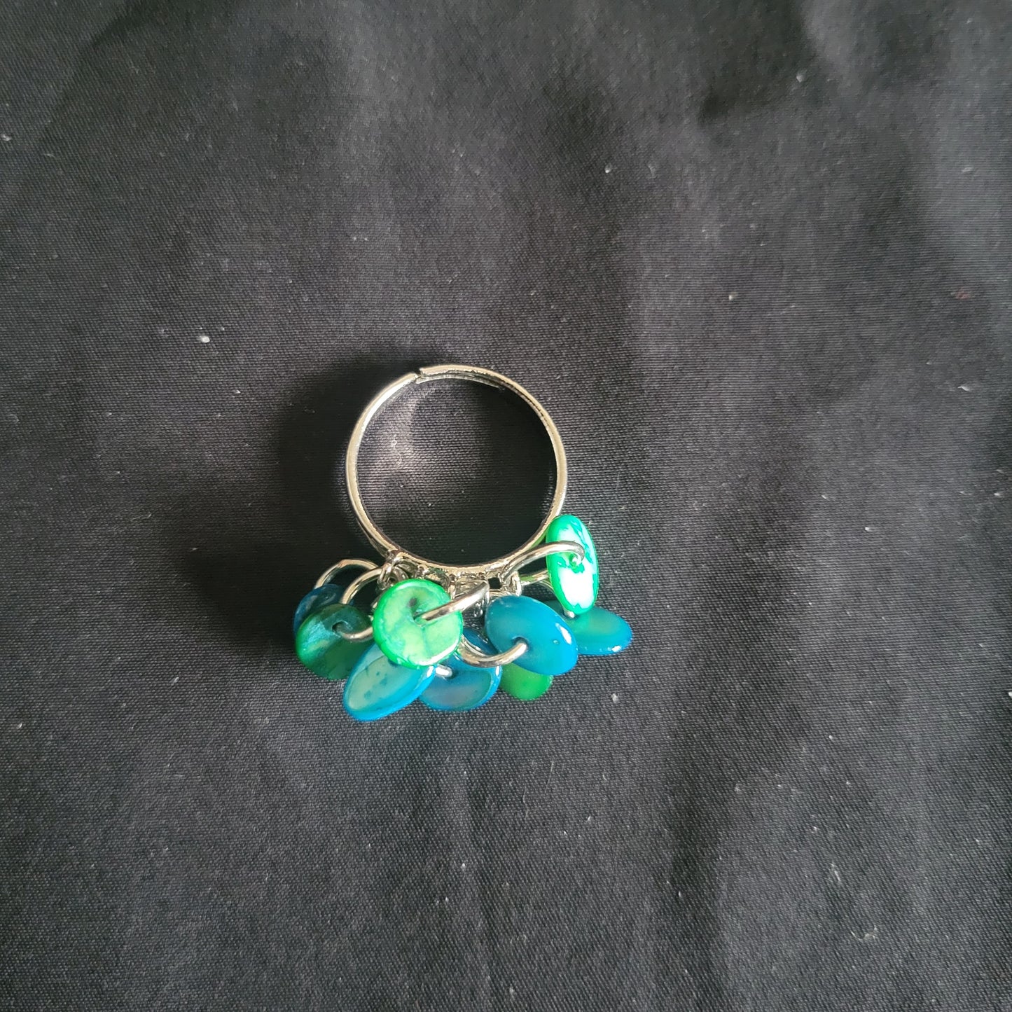 Blue and Green Cluster Ring