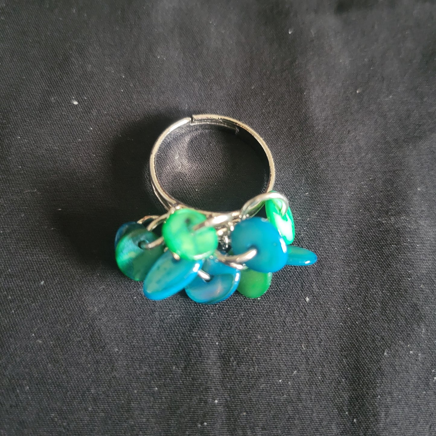 Blue and Green Cluster Ring