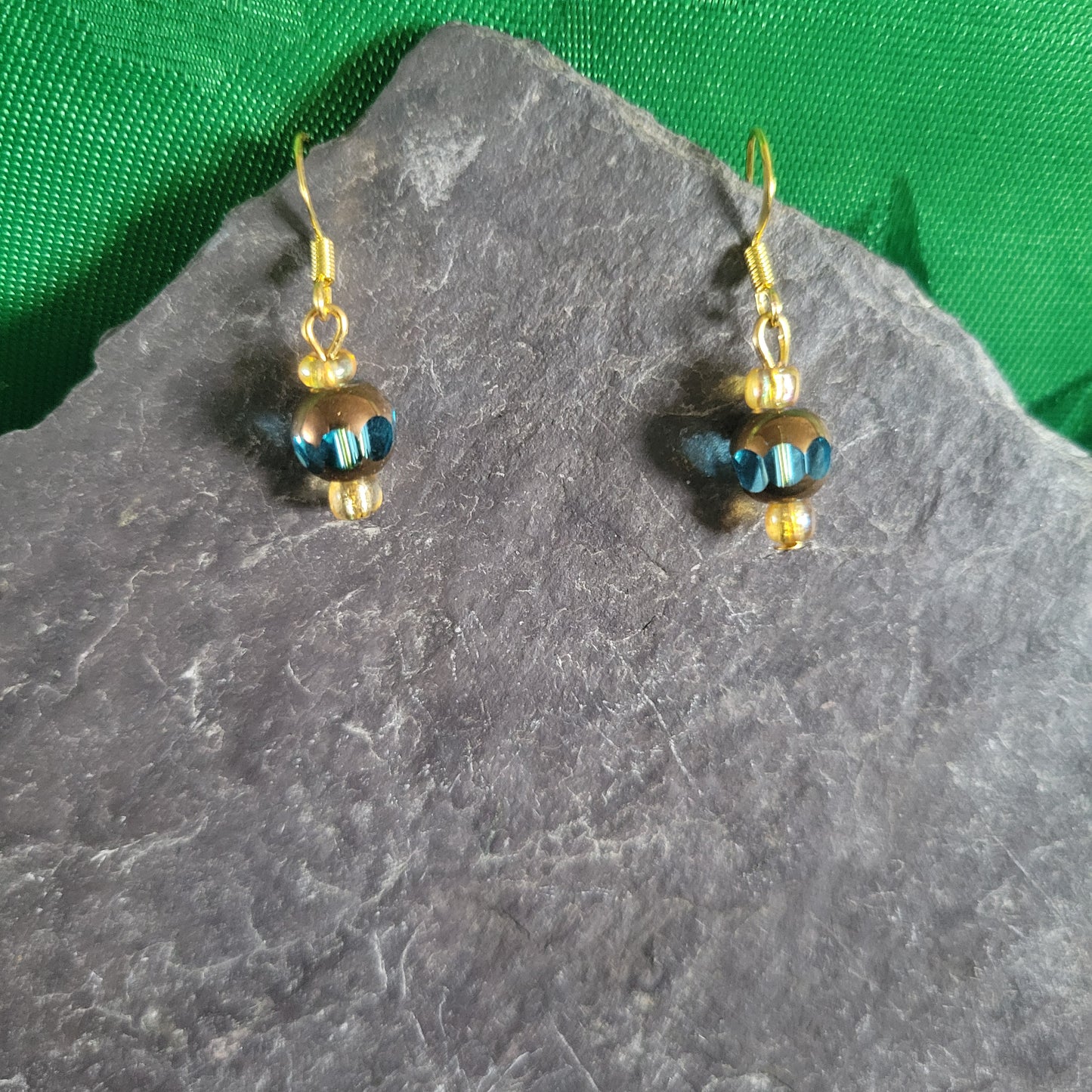 Blue and Gold Earrings