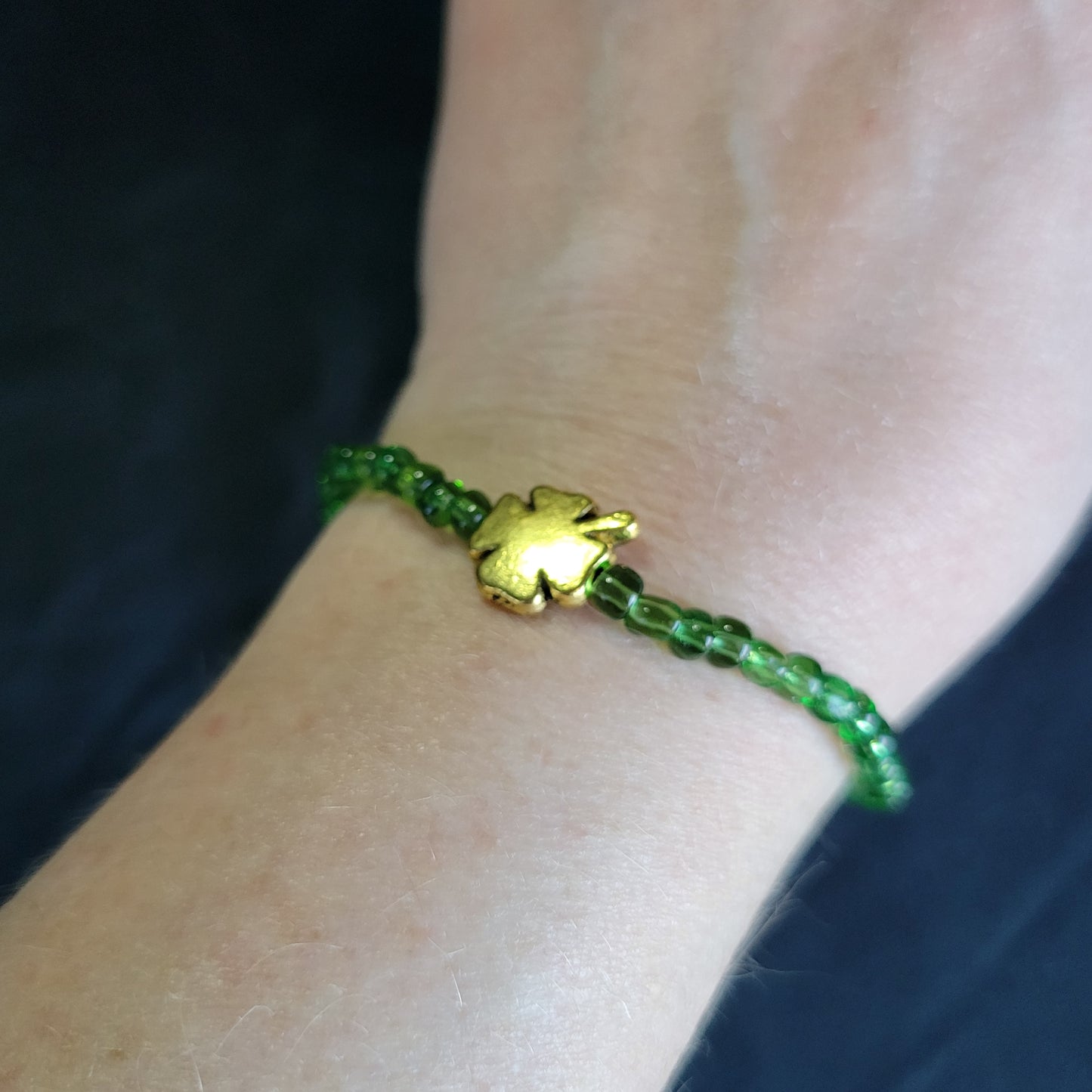 Clover Green Beaded Bracelet