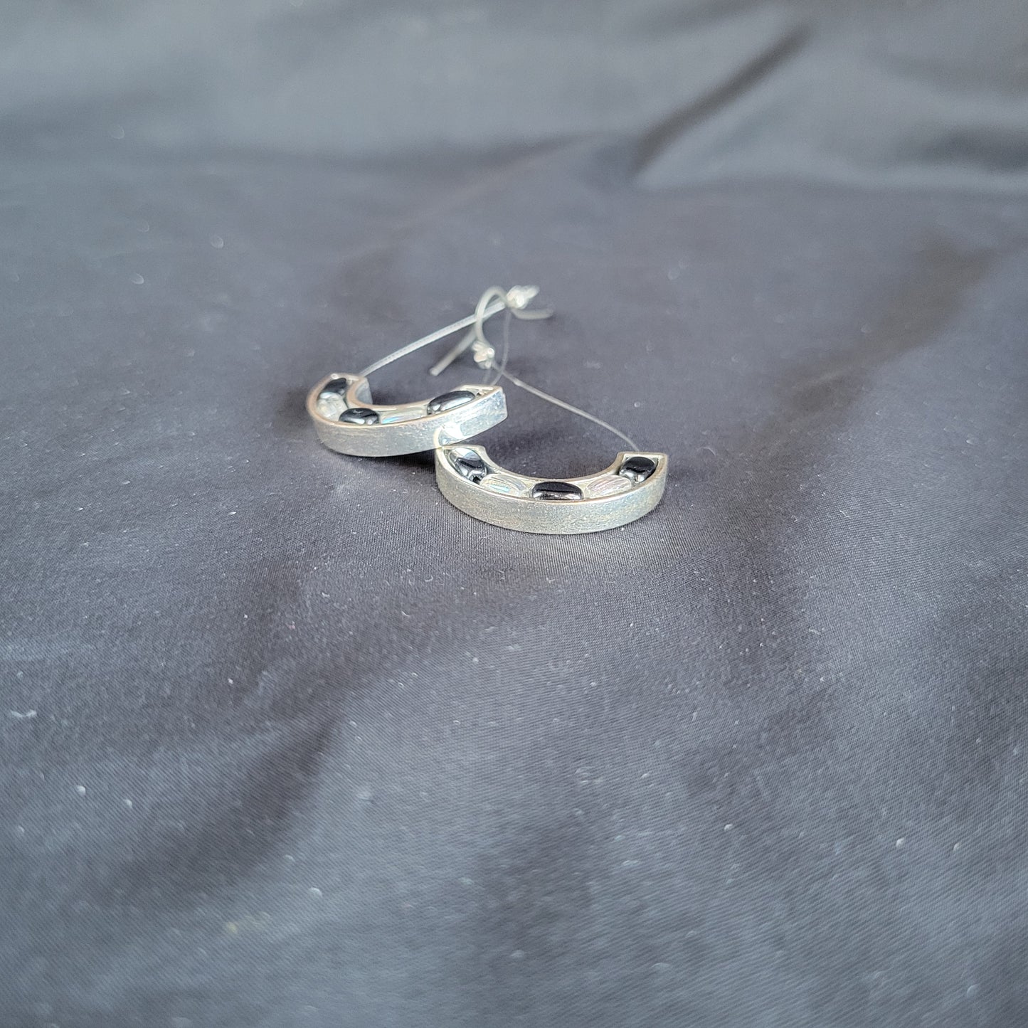 Metal Crescent on Wire Teardrop Earrings