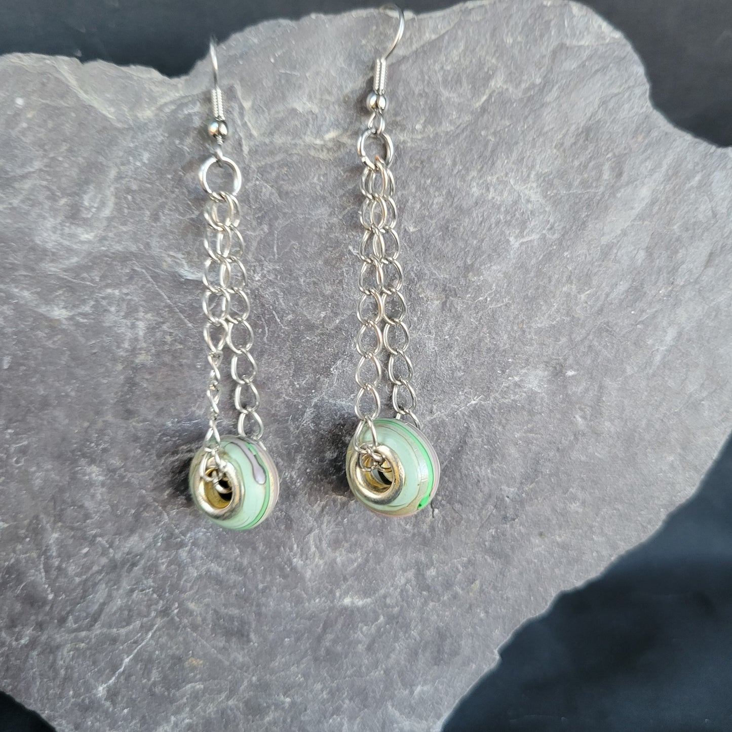 Green Trapeze Earrings