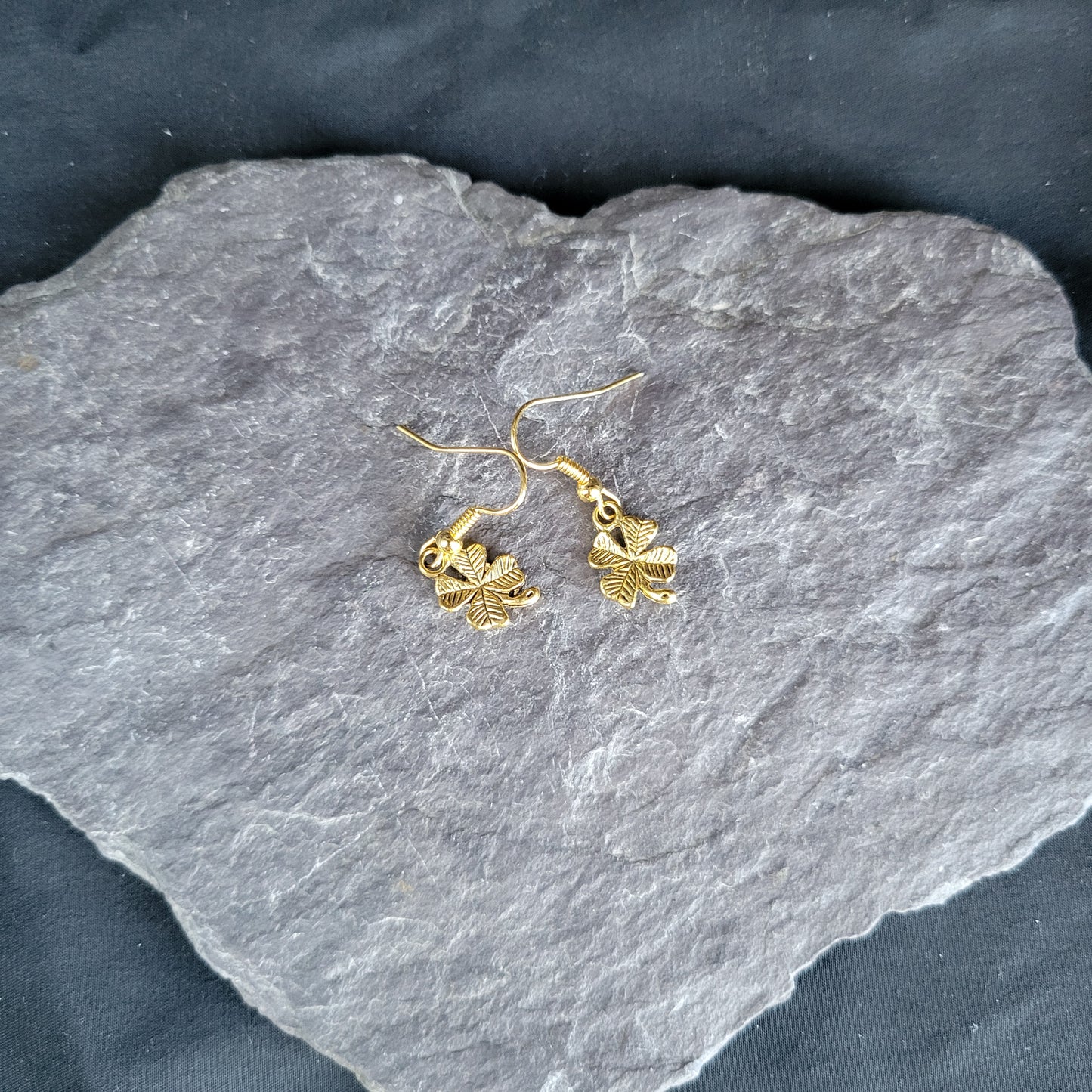 Small Gold Clover Earrings