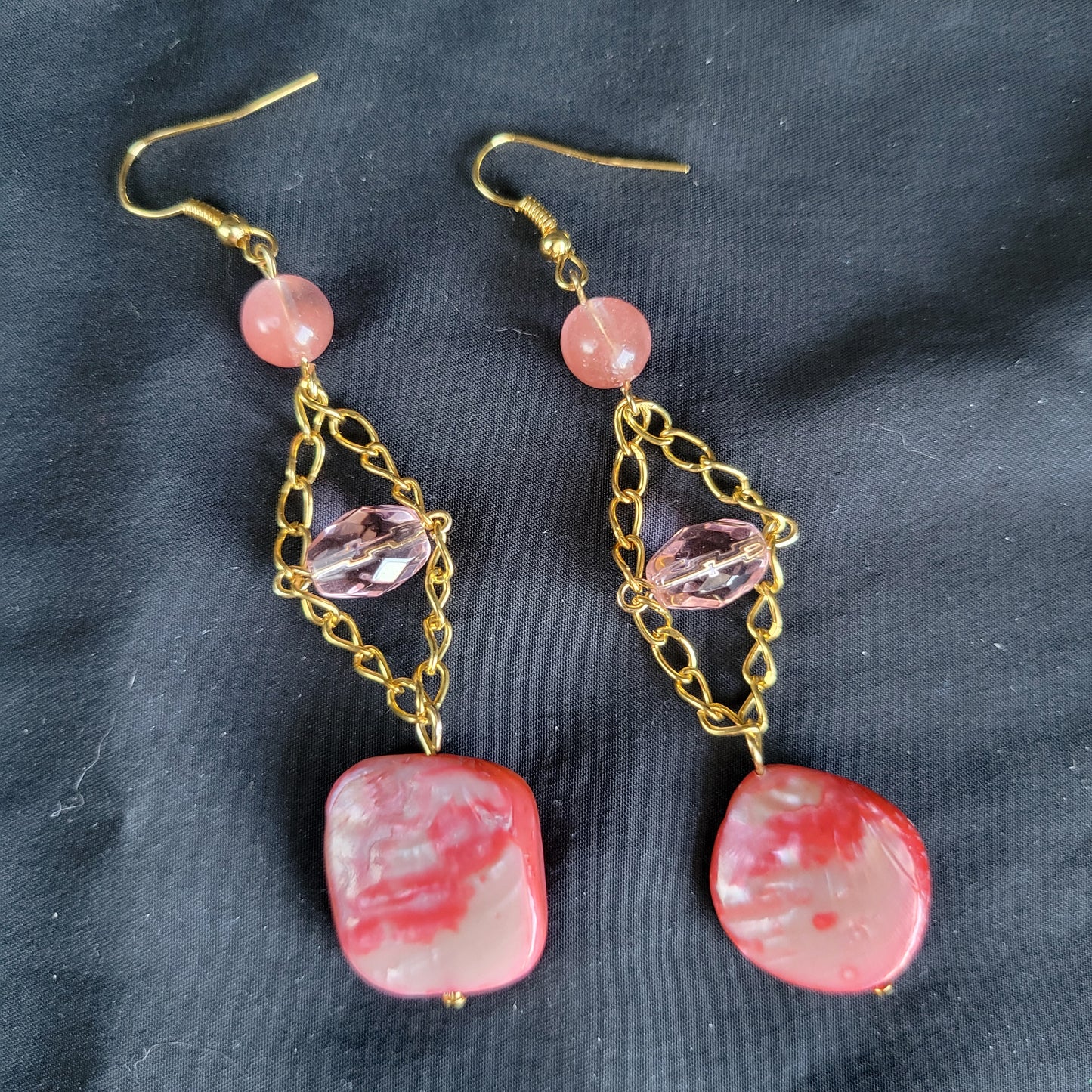 Pink Shell Trapeze Earrings