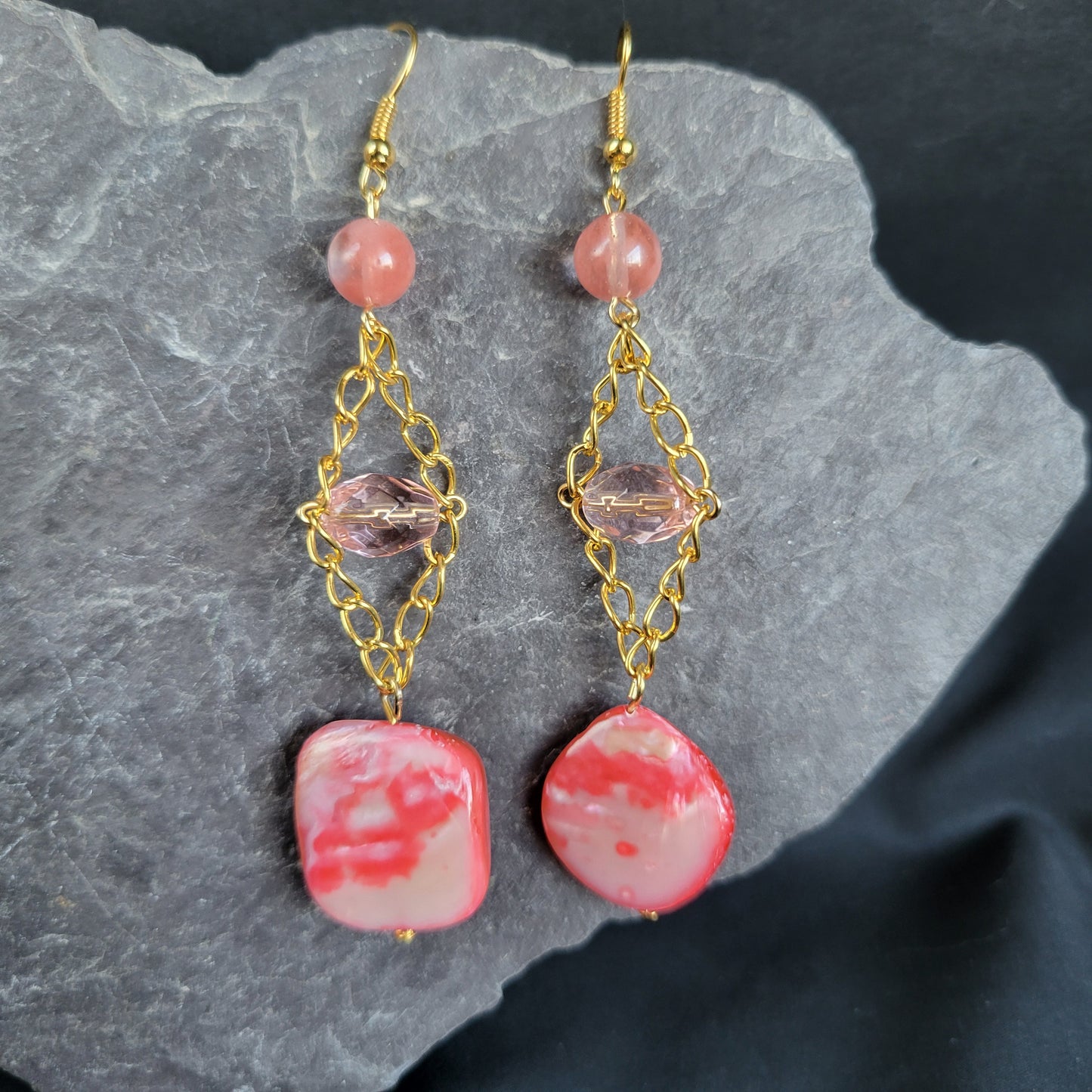 Pink Shell Trapeze Earrings