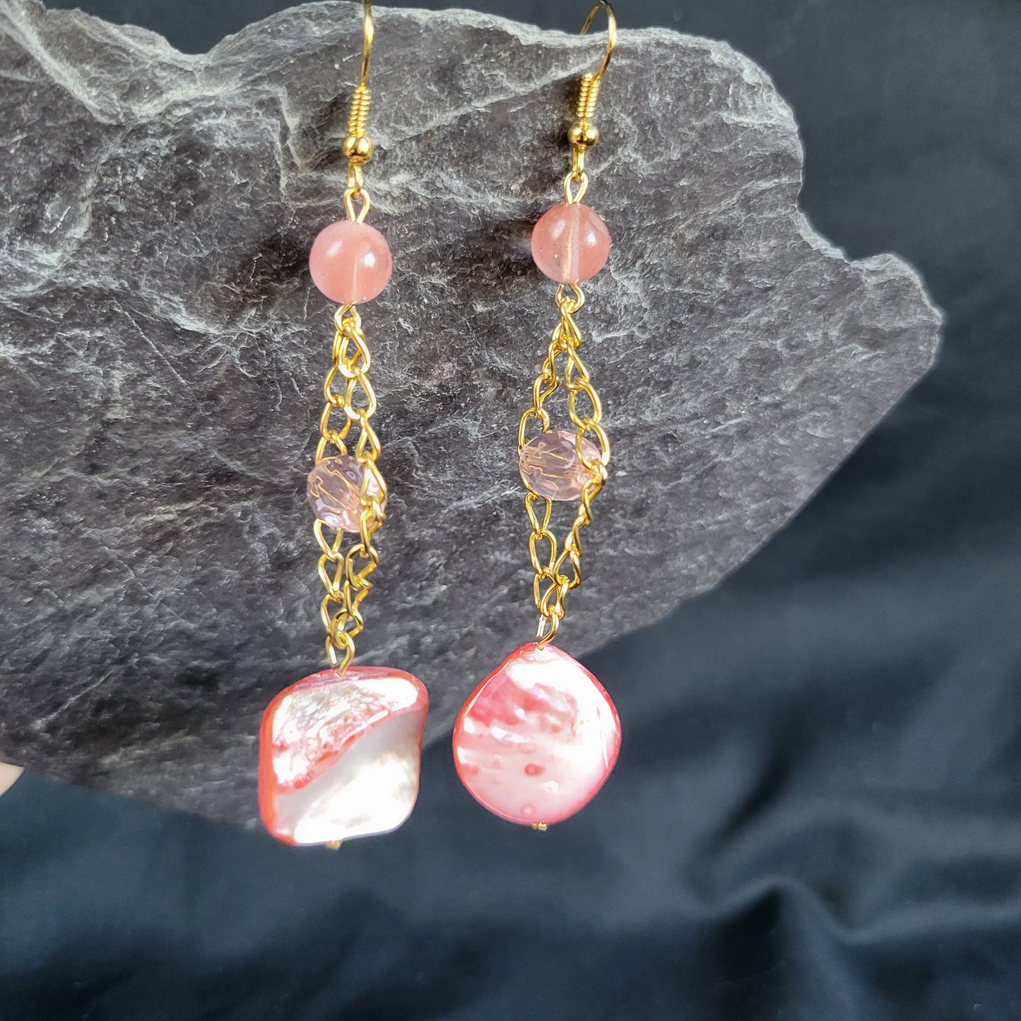 Pink Shell Trapeze Earrings