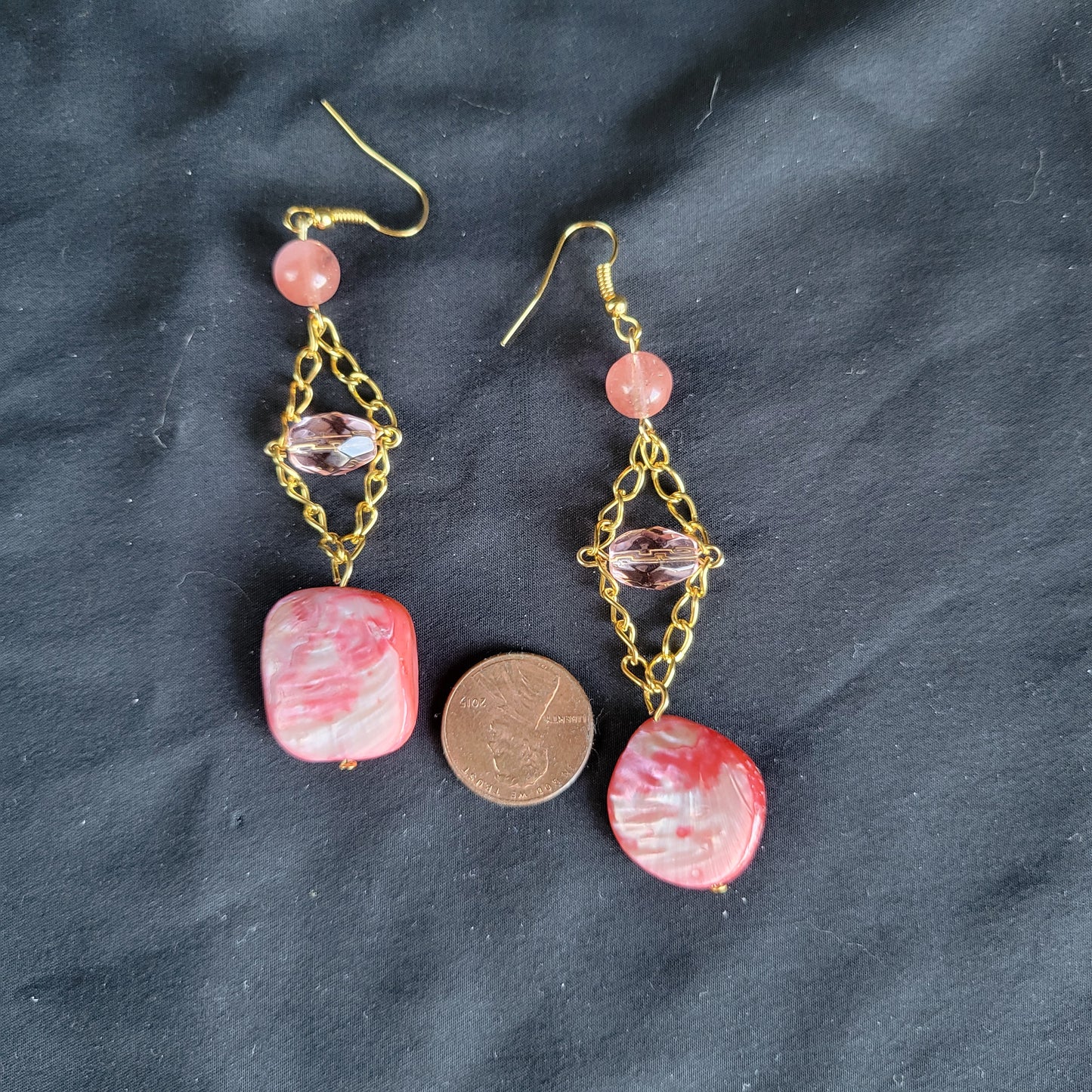 Pink Shell Trapeze Earrings