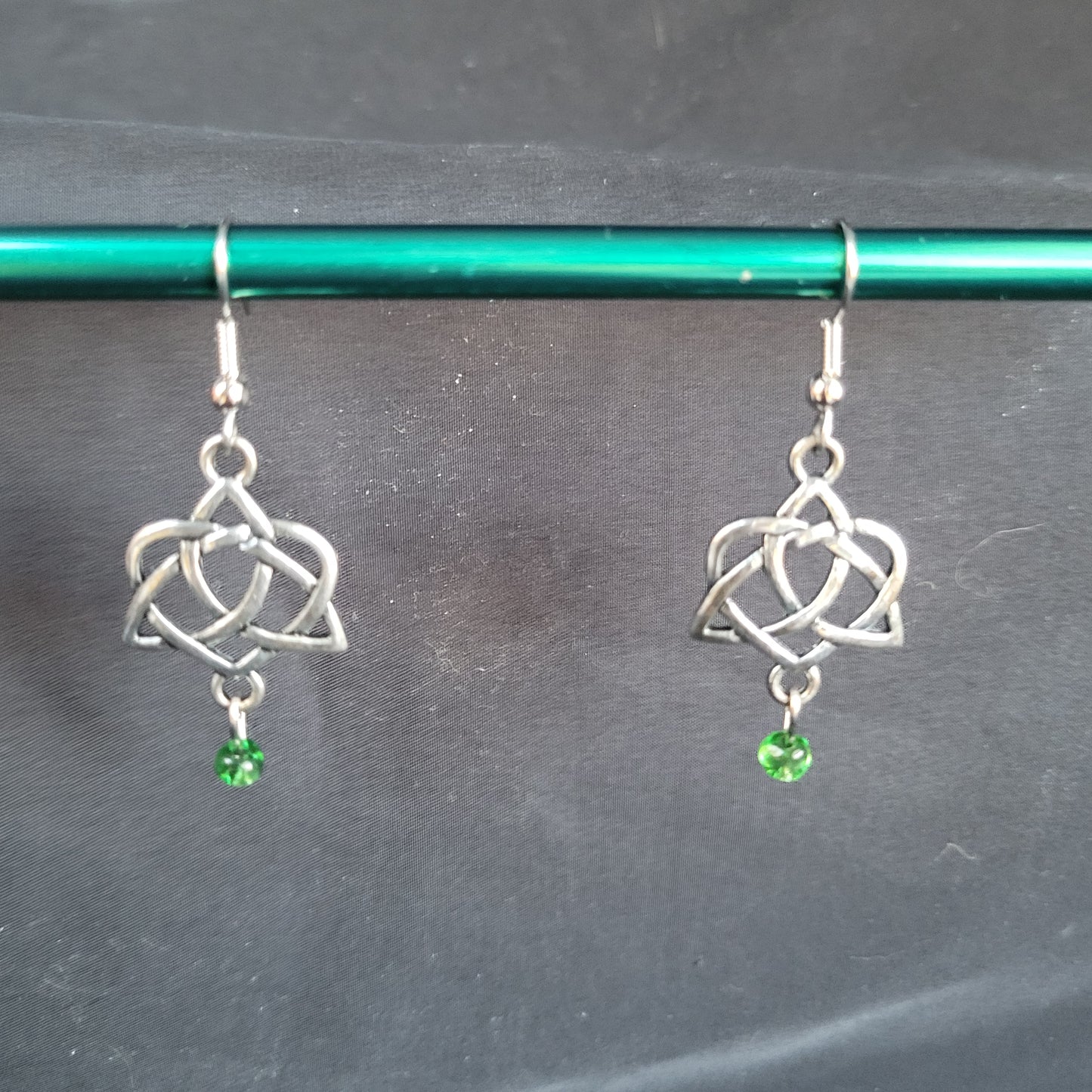 Celtic Heart Knot with Bead Earrings