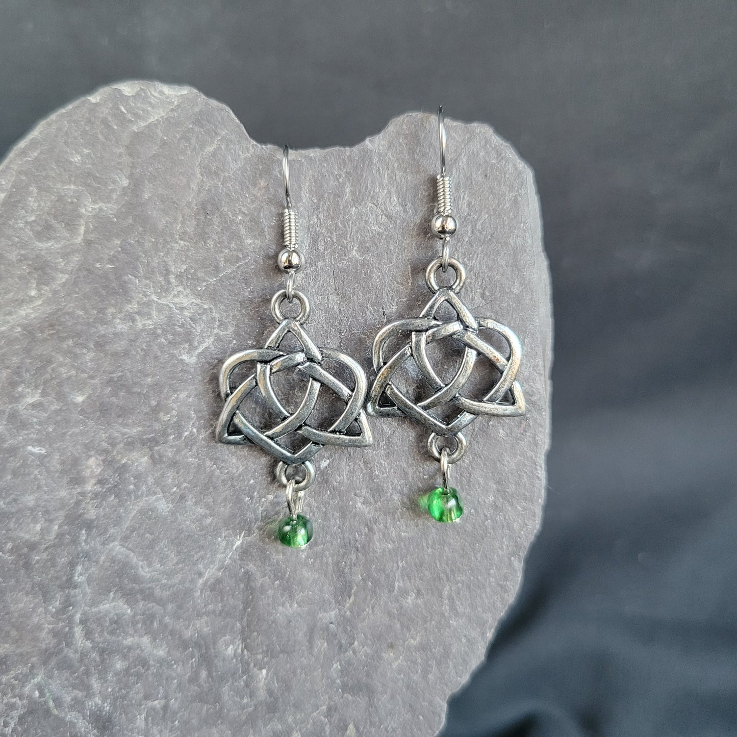 Celtic Heart Knot with Bead Earrings