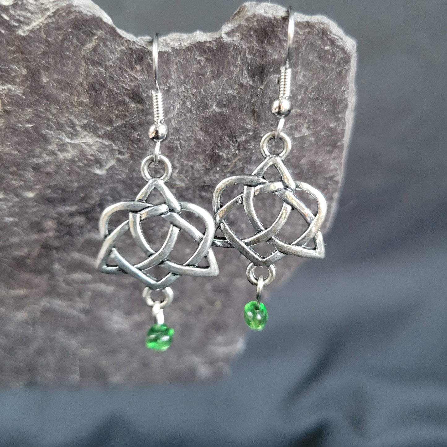Celtic Heart Knot with Bead Earrings