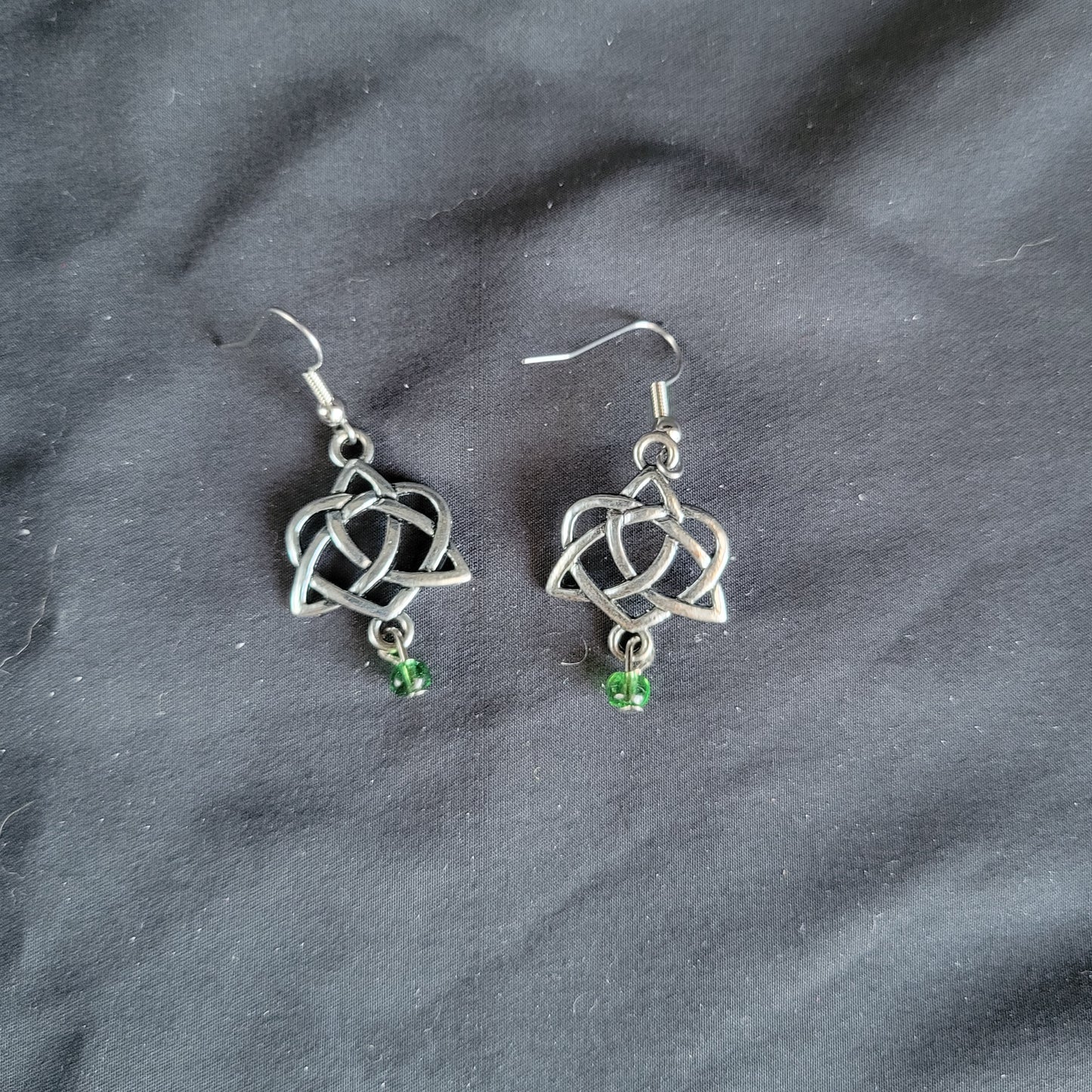 Celtic Heart Knot with Bead Earrings