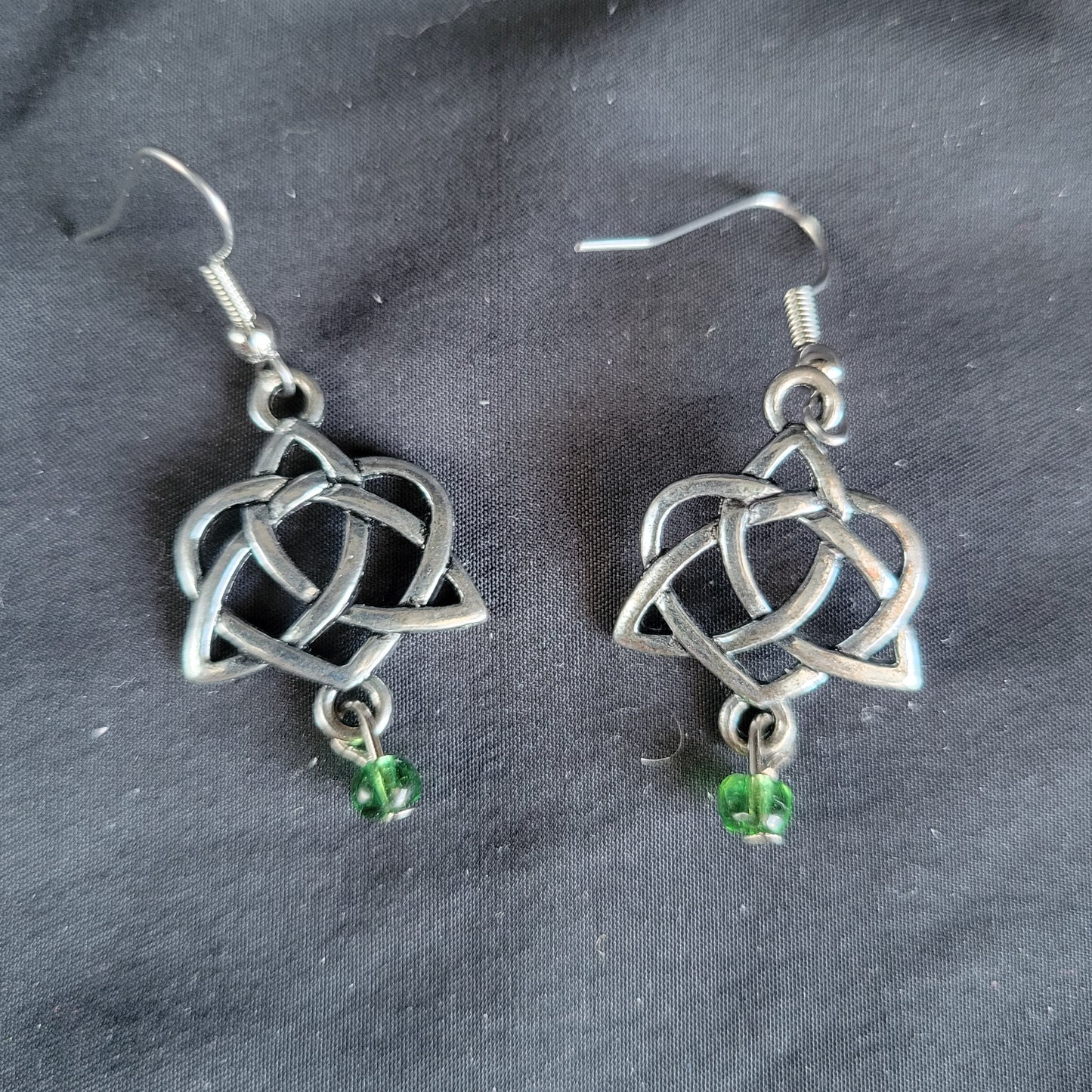 Celtic Heart Knot with Bead Earrings