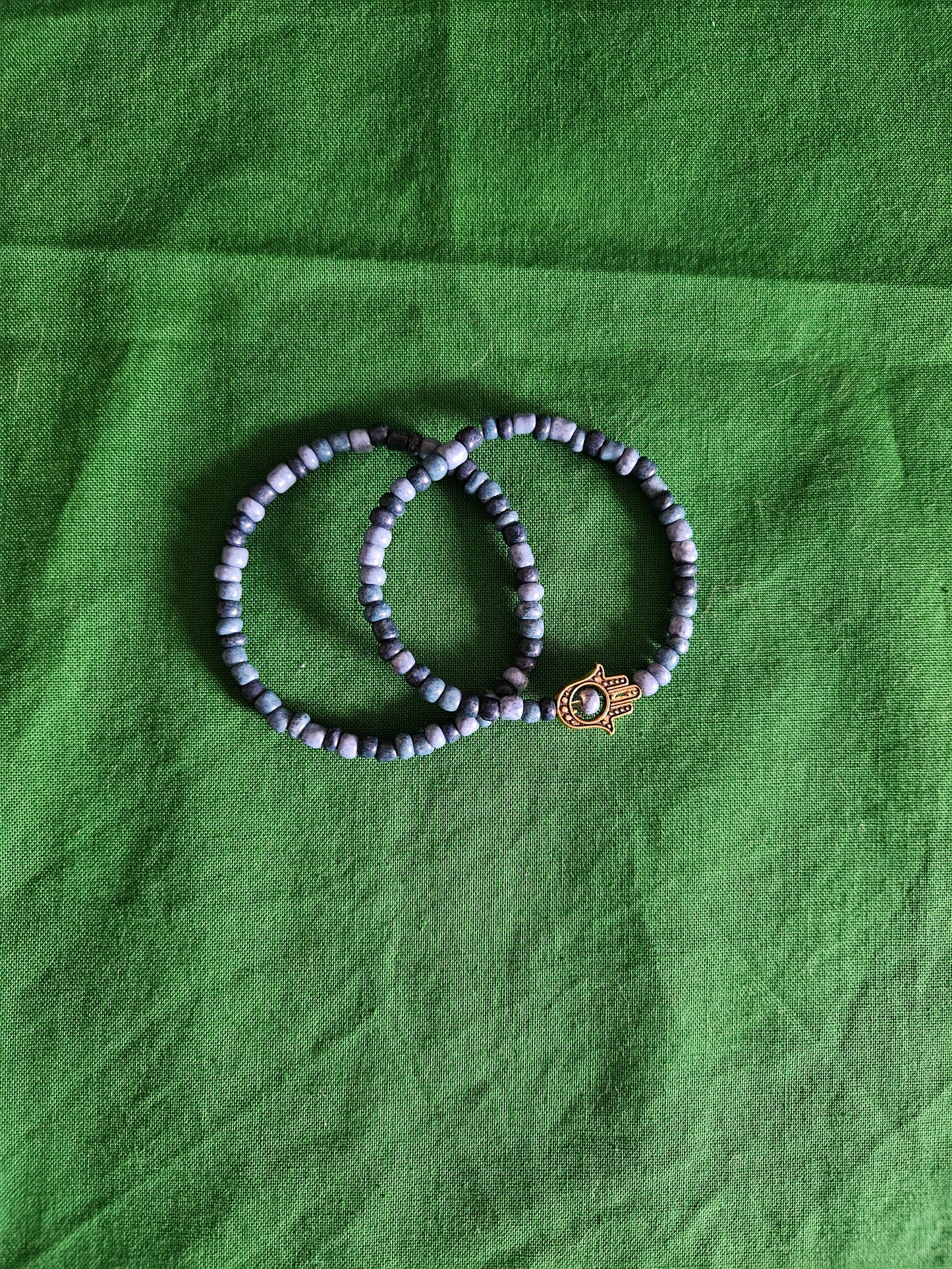 Blue Hamsa Hand Beaded Set