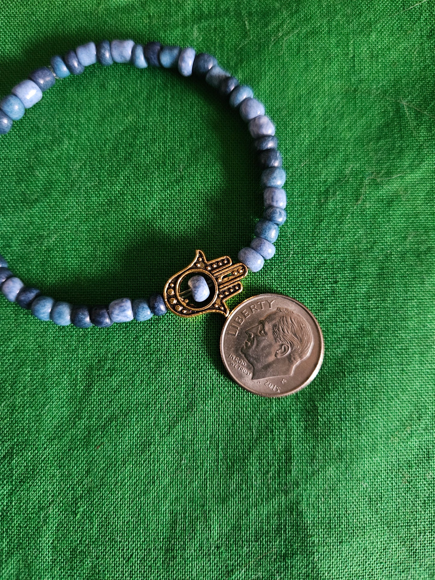 Blue Hamsa Hand Beaded Set