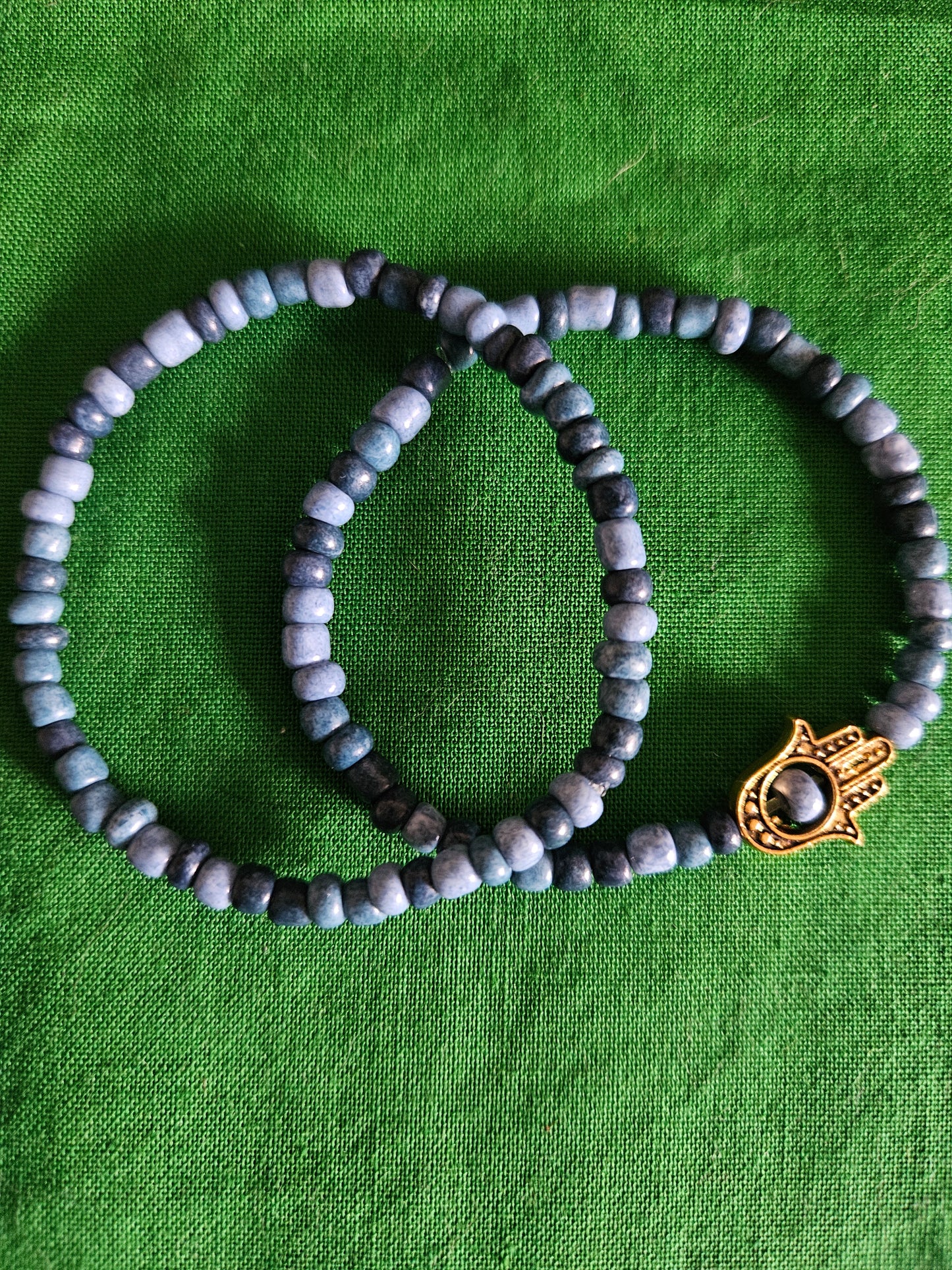 Blue Hamsa Hand Beaded Set