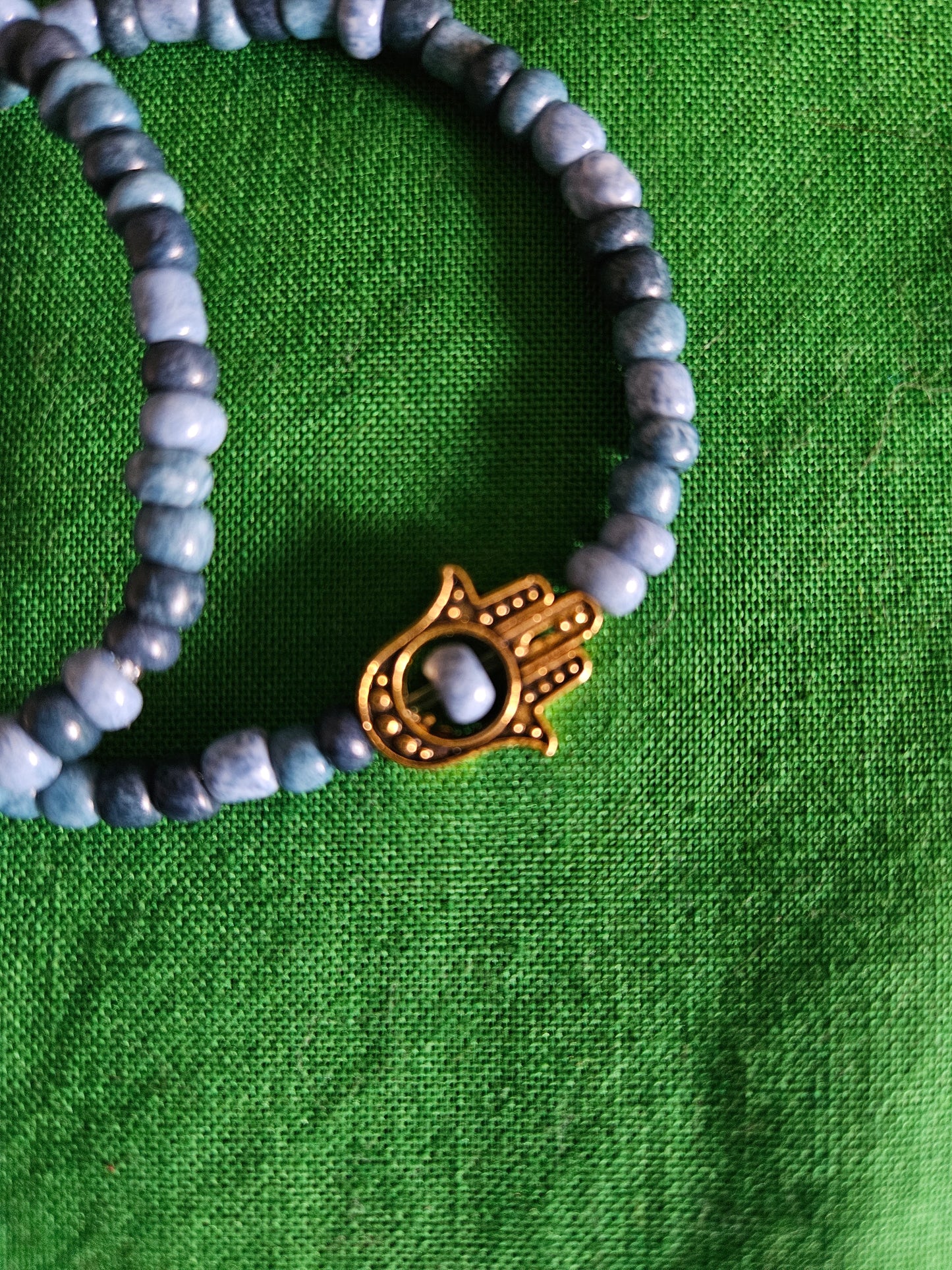 Blue Hamsa Hand Beaded Set