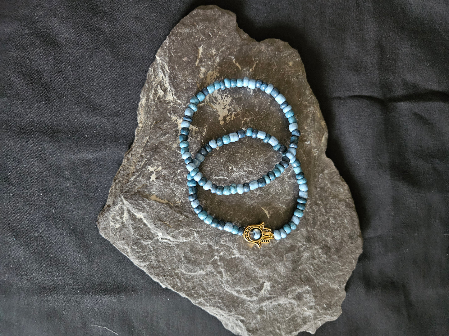 Blue Hamsa Hand Beaded Set