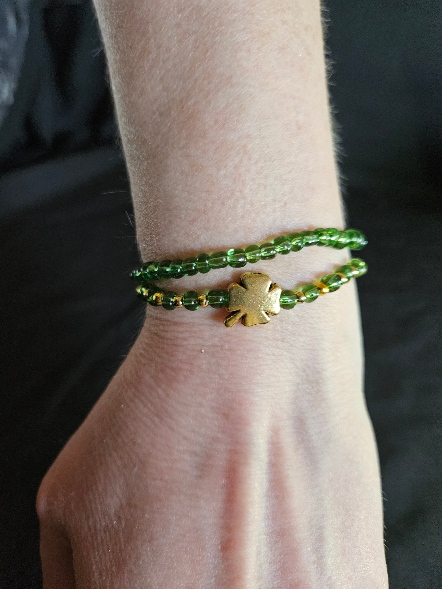 Green Clover Beaded Set