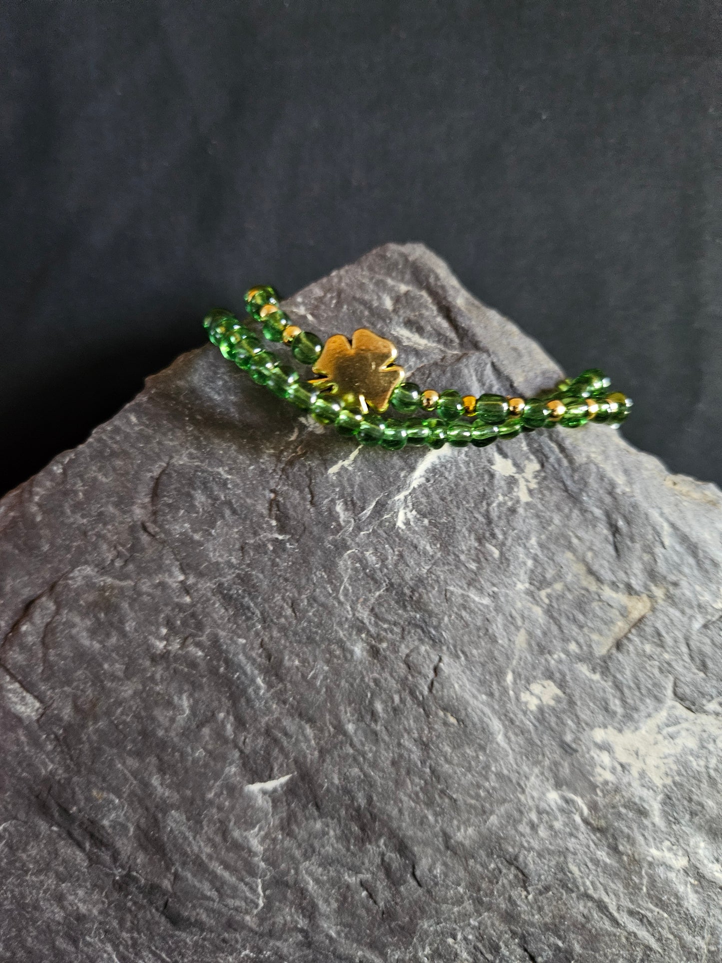 Green Clover Beaded Set