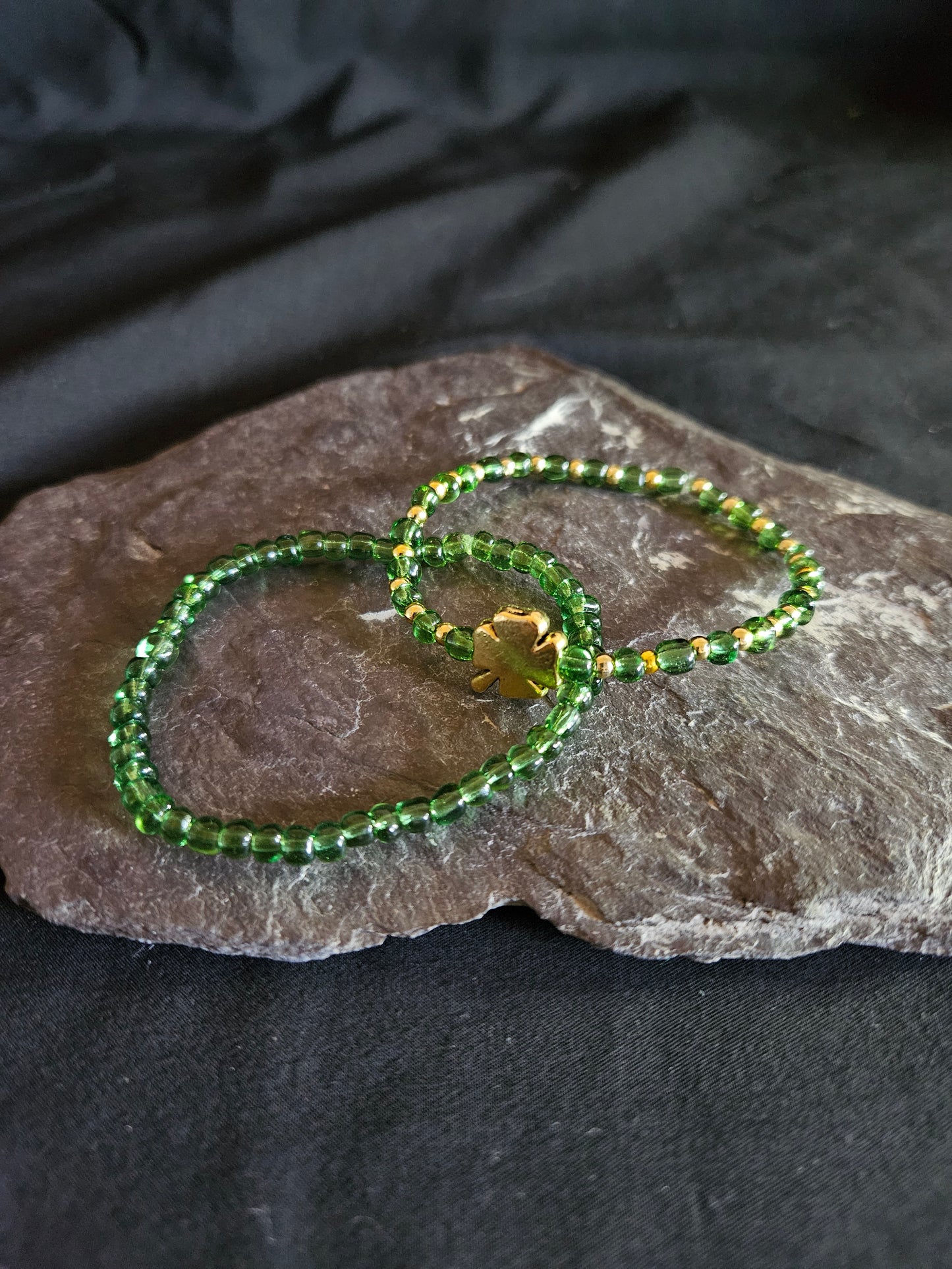 Green Clover Beaded Set